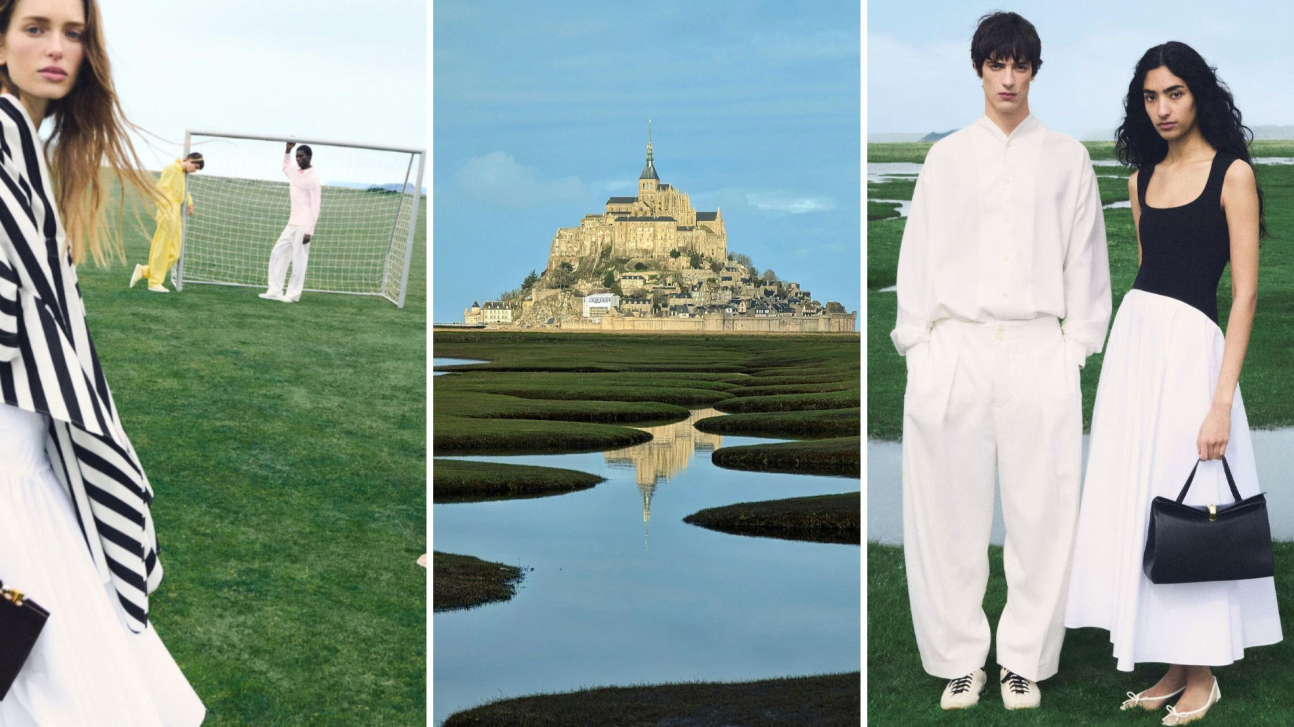 A sinistra: Mont Saint Michel A destra: Jacquemus Le Paysan Campagne - Courtesy Press Office