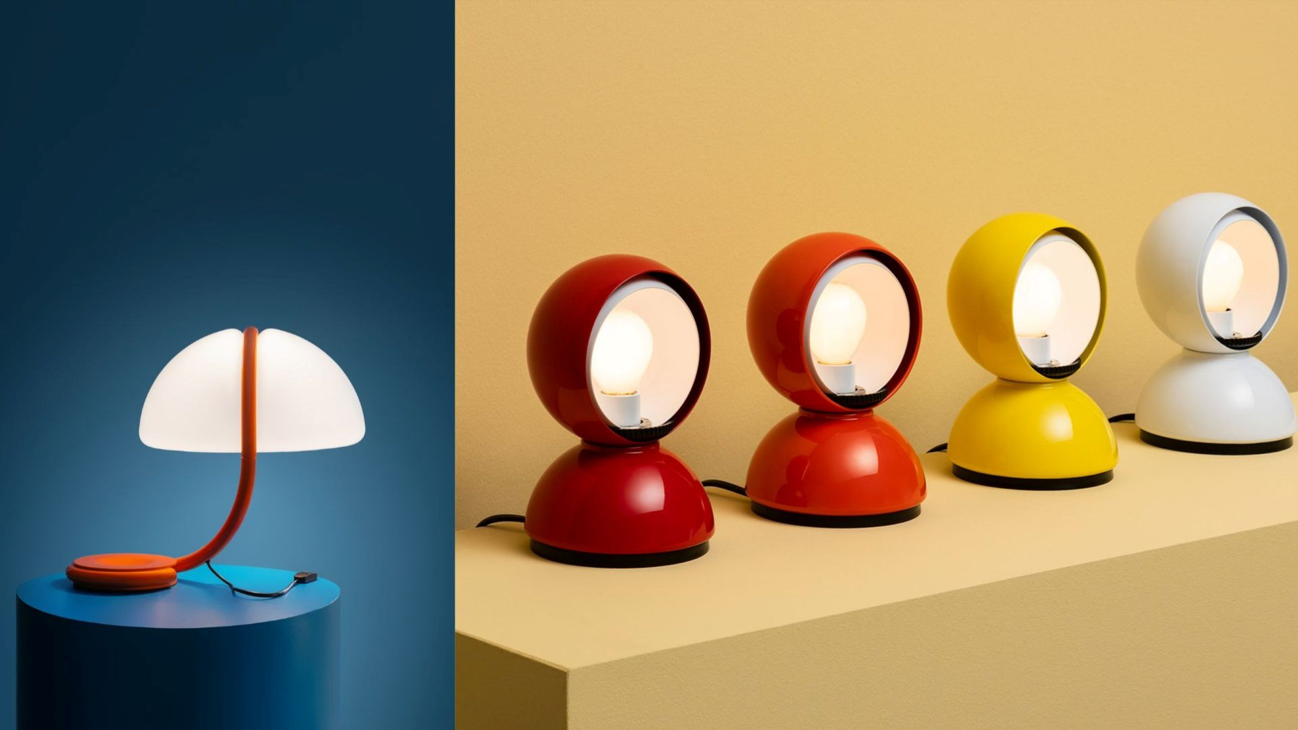 Serpente di Elio Martinelli, Martinelli Luce. Courtesy Martinelli Luce; Eclisse di Vico Magistretti, Artemide - Courtesy Artemide