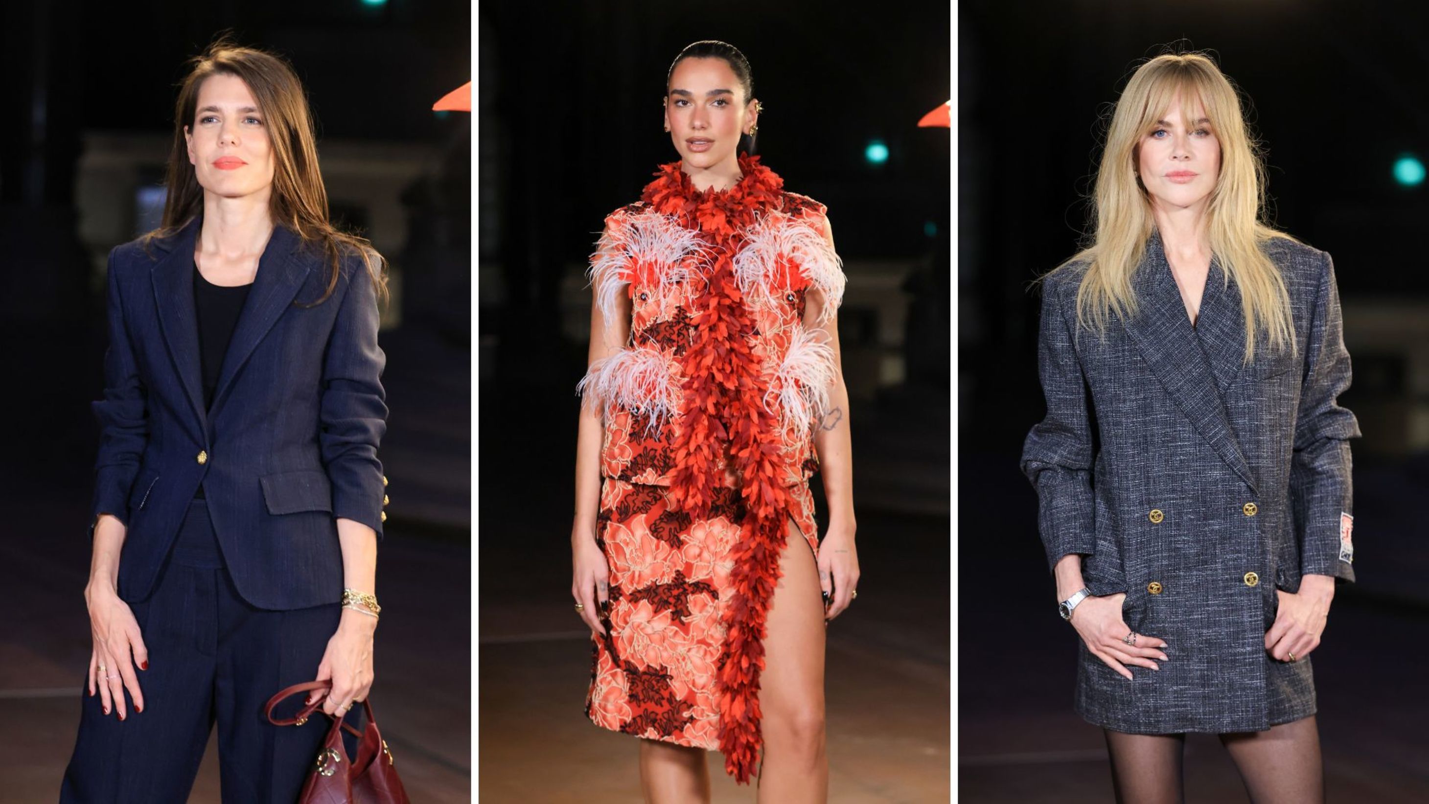 Da sinistra a destra, Charlotte Casiraghi, Dua Lipa e Nicole Kidman Credits: Getty Images