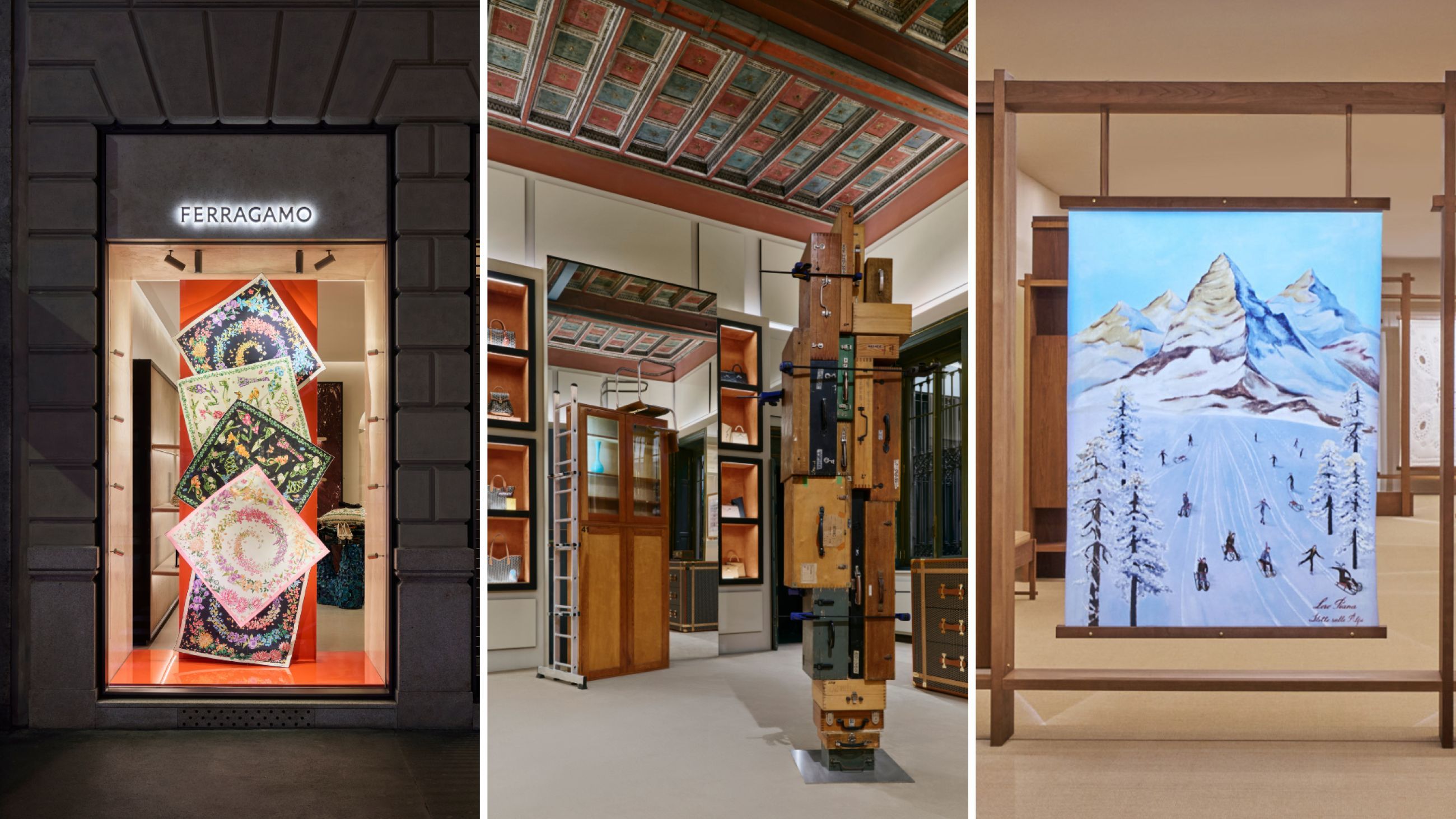 Da sinistra: Ferragamo, Moynat; Loro Piana - Courtesy Press Office