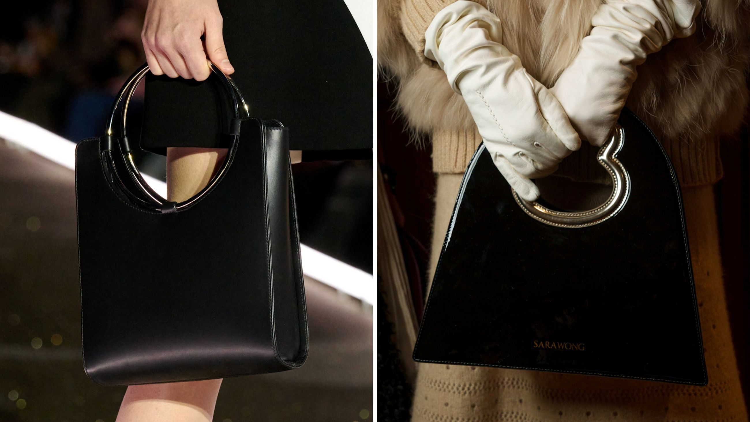 A sinistra una hand bang con manico in metallo firmata Pierre Cardin; a destra una creazione di Sarawong - Credits: Launchmetrics.com/Spotlight