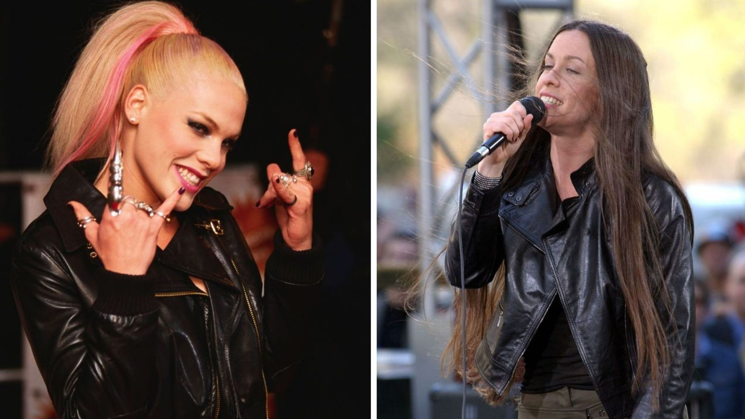 La cantante Pink; Alanis Morissette registra una performance per The Early Show su CBS a New York City, 11/4/02 - Credits: Getty Images
