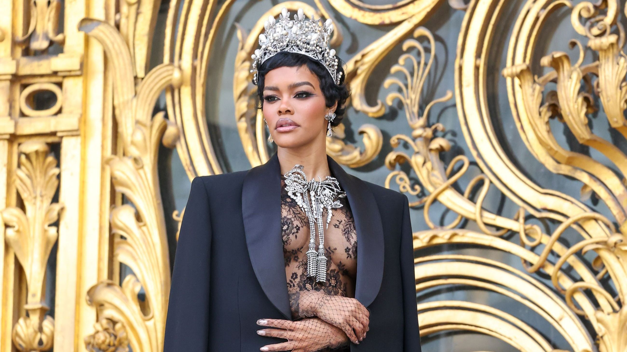 Teyana Taylor partecipa alla sfilata Schiaparelli Haute Couture Primavera/Estate 2026 nell’ambito della Paris Fashion Week il 26 gennaio 2026 a Parigi, Francia - Credits: Getty Images