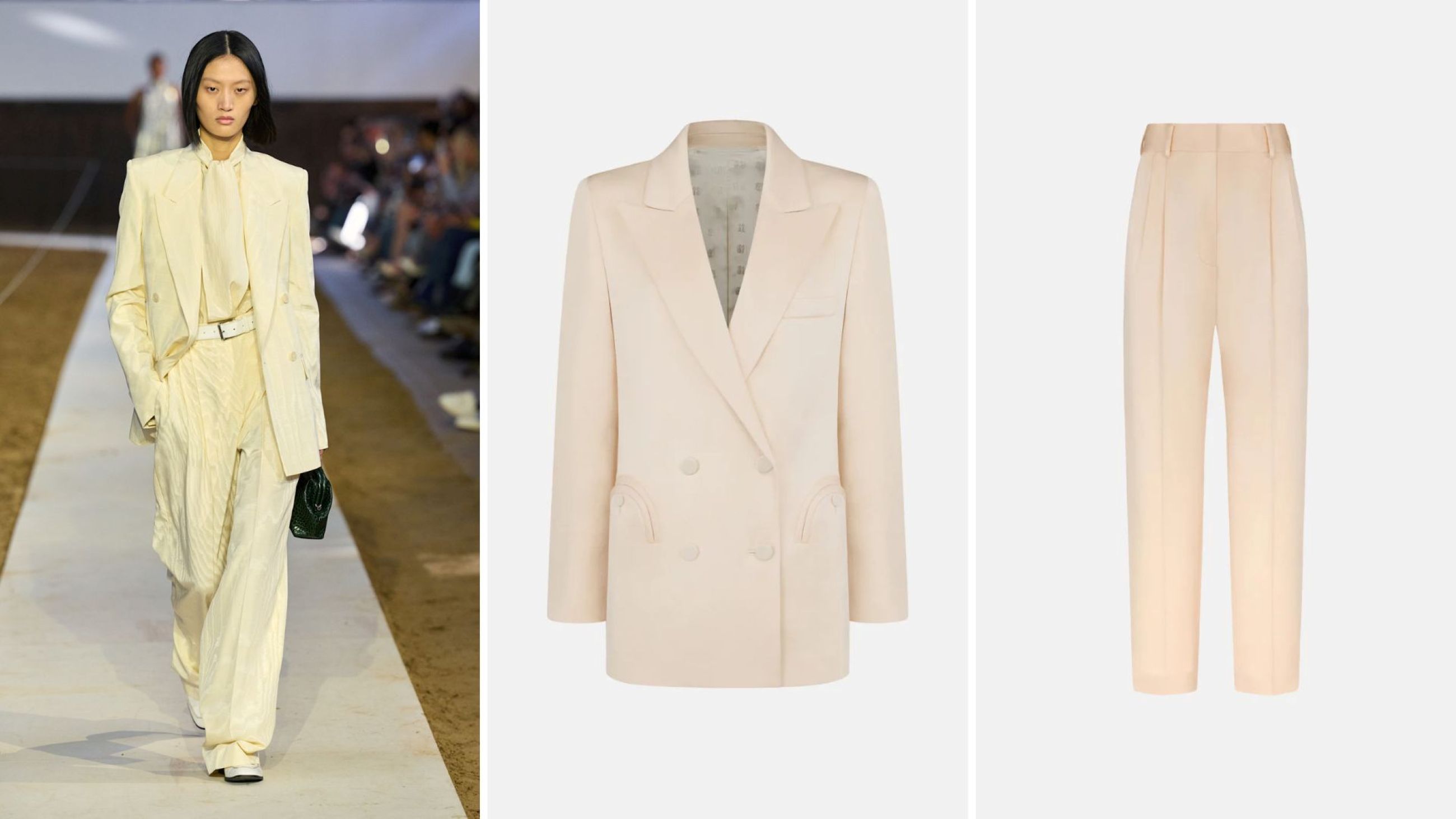 Stella McCartney FW26; Tailleur cremoso di Blazé Milano - Credits: Launchmetrics.com/Spotlight; Courtesy Press Office