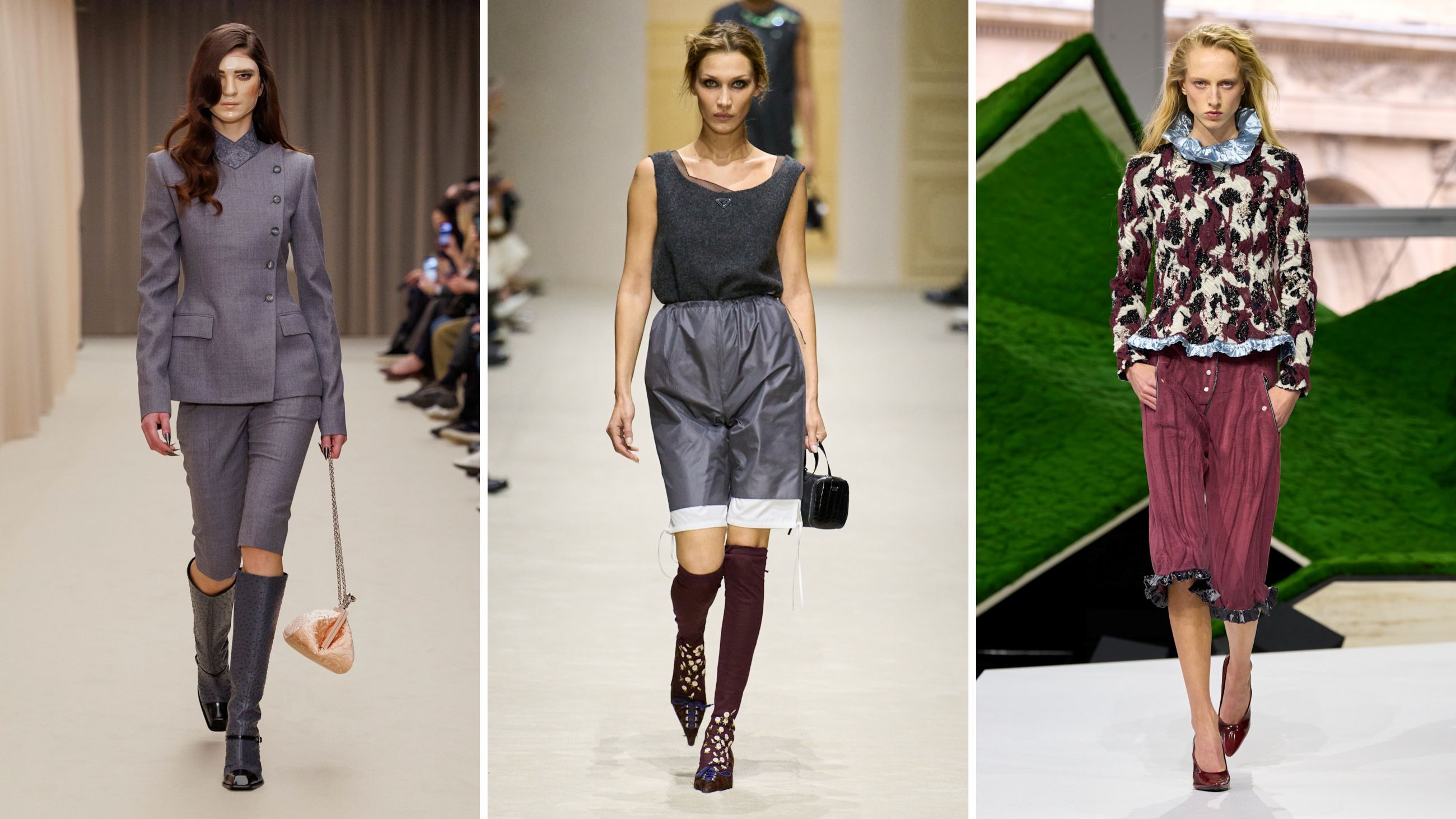 Dalle sfilate FW26: da sinistra Alexander McQueen; Prada; Louis Vuitton - Credits: Launchmetrics.com/Spotlight 