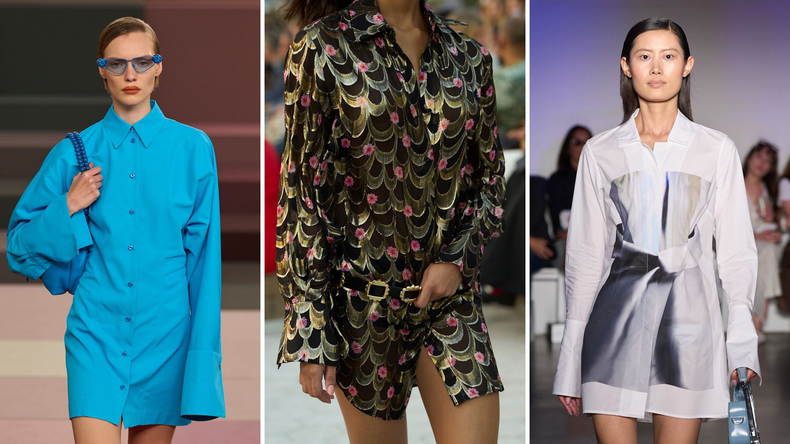 Dalle collezioni PE26: da sinistra Fendi; Cynthia Rowley; Kate Barton - Credits: Launchmetrics.com/Spotlight