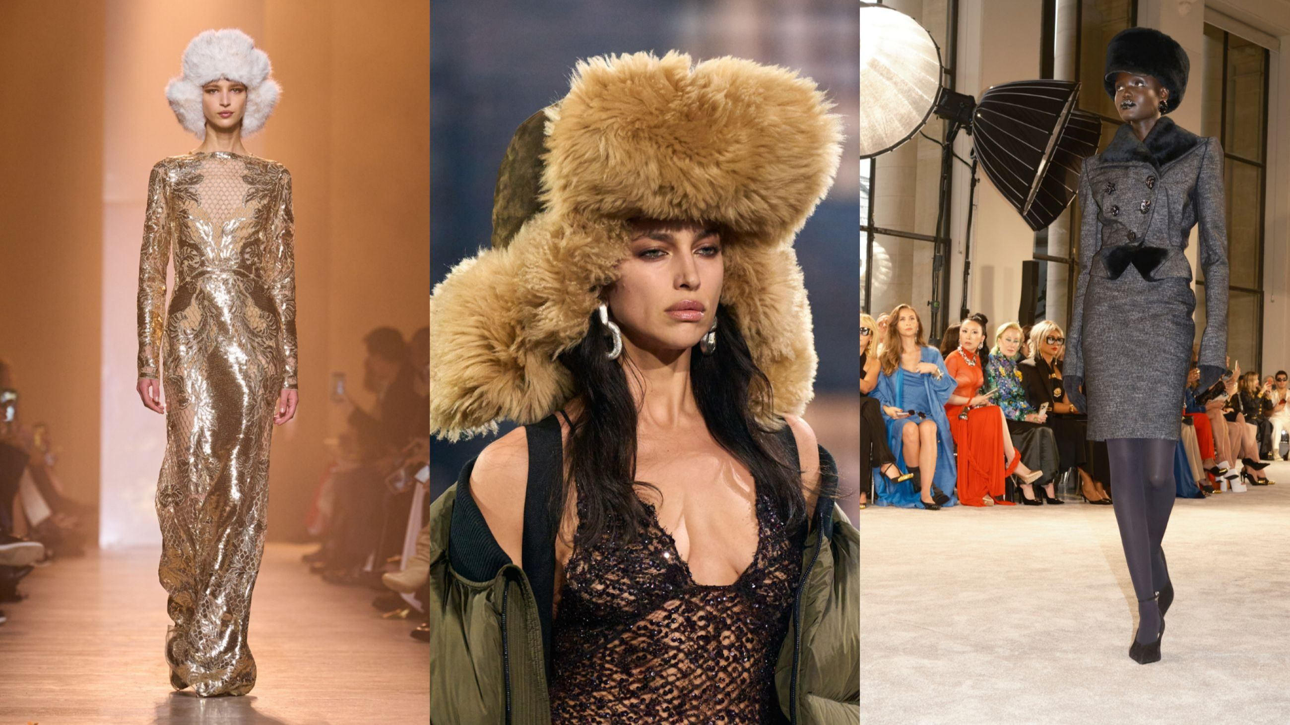 Da sinistra Elie Saab; Dsquared2; Schiaparelli FW25 - Credits Launchmetrics.com/Spotlight