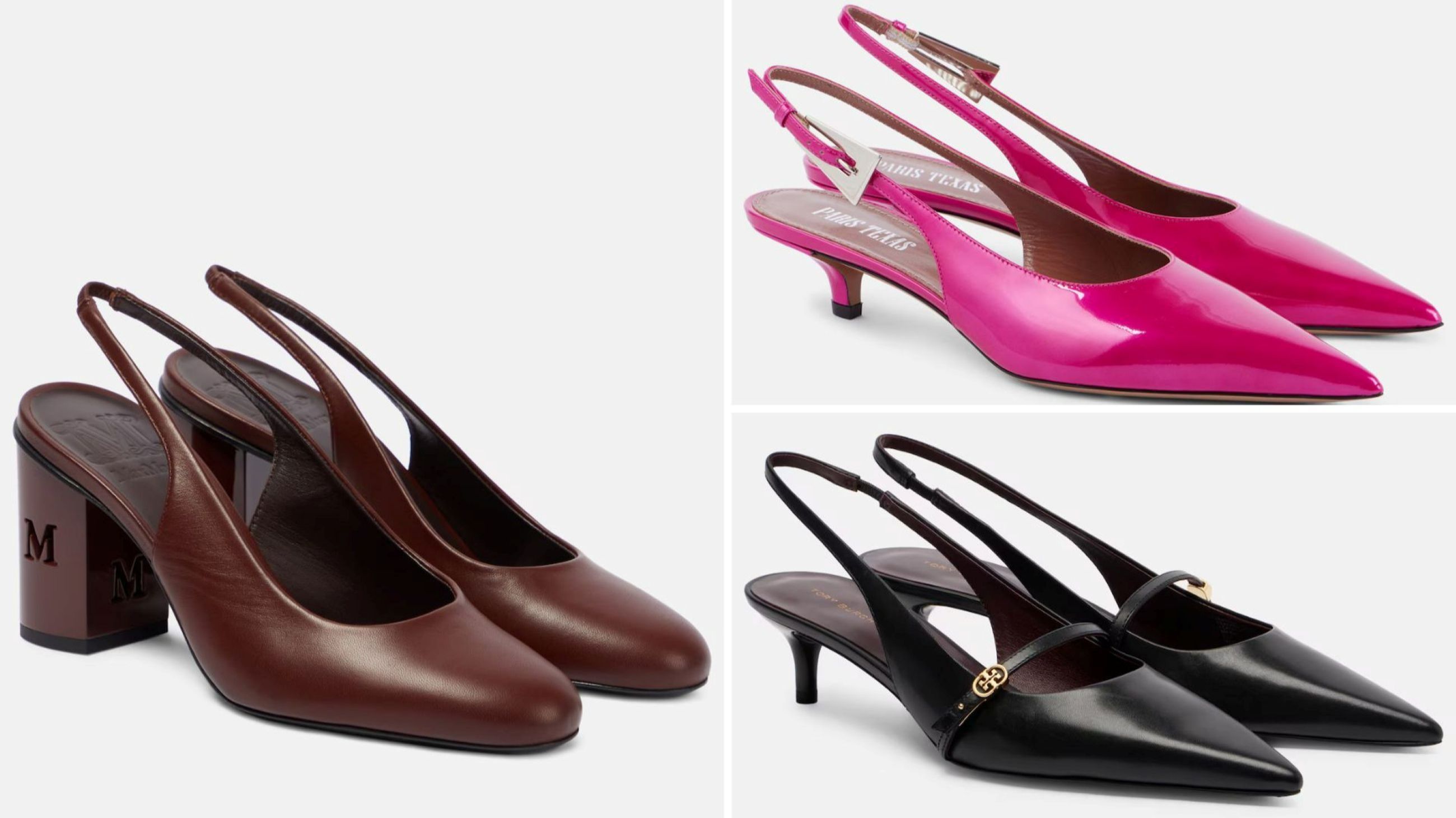 Slingback Max Mara; Slingback Paris Texas; Slingback Tory Burch - Credits: Courtesy Press Office