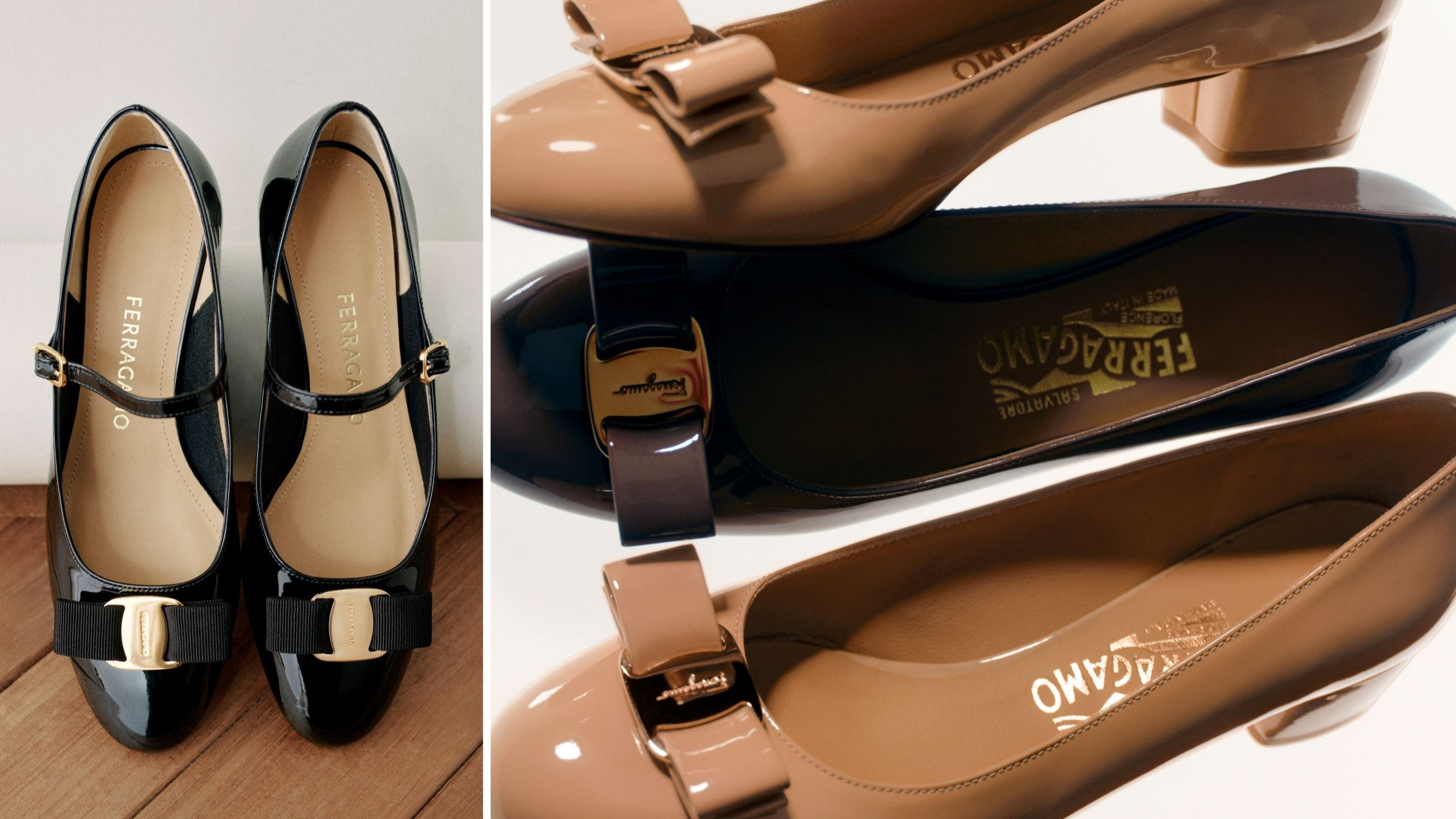 Modelli di scarpe Vara con l'iconico fiocchetto, tra i simboli più emblematici del marchio Ferragamo - Credits: Press Office