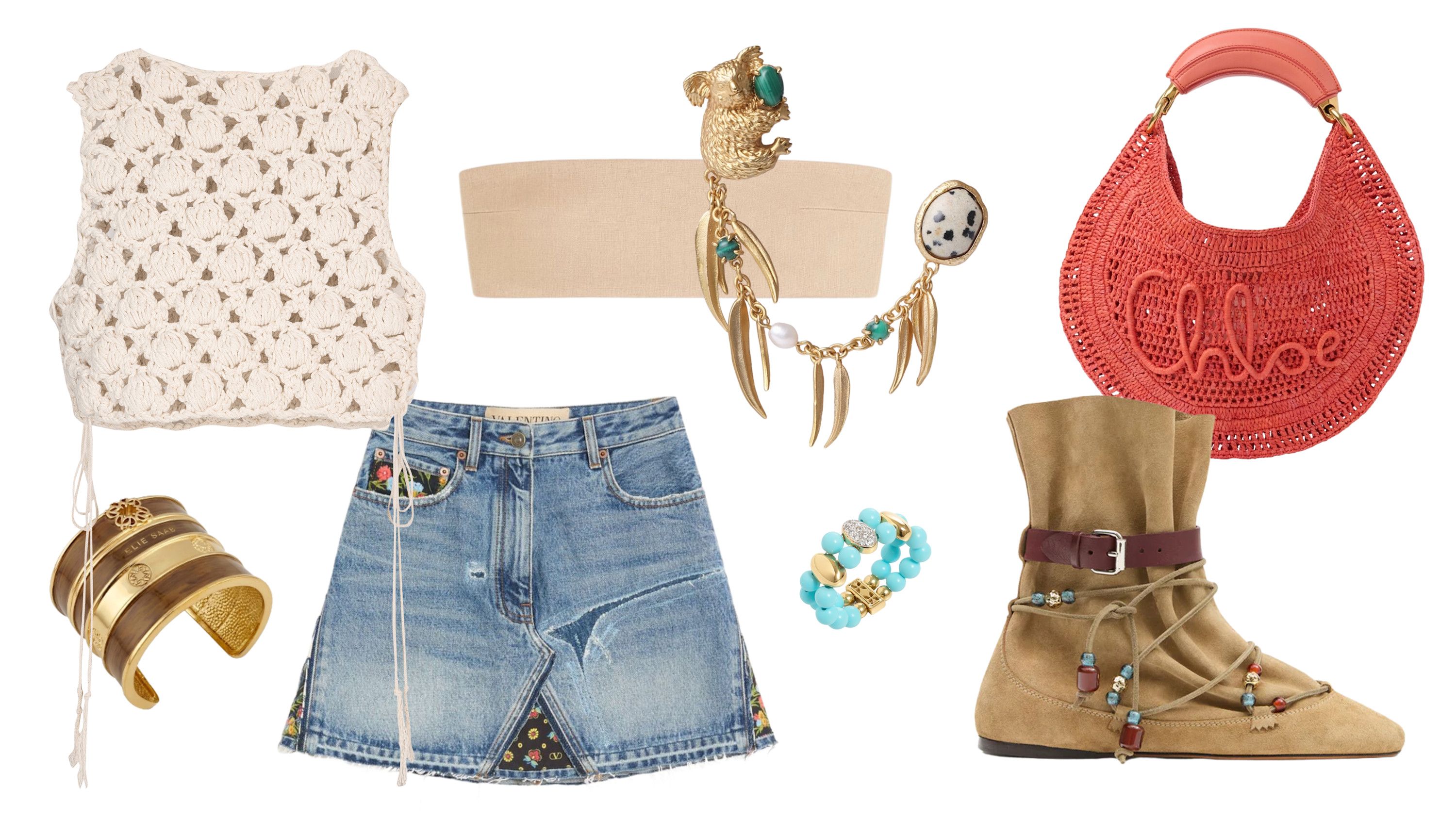 Top, Balmain; minigonna, Valentino; reggiseno, Max Mara; scarpe, Isabel Marant; borsa, Chloé; earcuff, Zimmermann; bracciale, Elie Saab; anello, Rue des Milles
