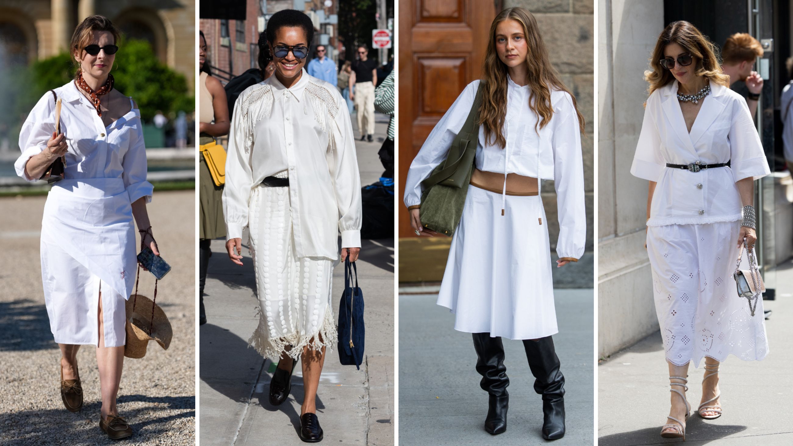 Da sinistra: Street Style durante la Paris Fashion Week - Menswear Primavera/Estate 2026; Tamu Mcpherson durante la New York Fashion Week, 2025; Street Style durante la Copenhagen Fashion Week, 2025; Street Style durante la Paris Fashion Week, 2025 - Credits Getty Images 