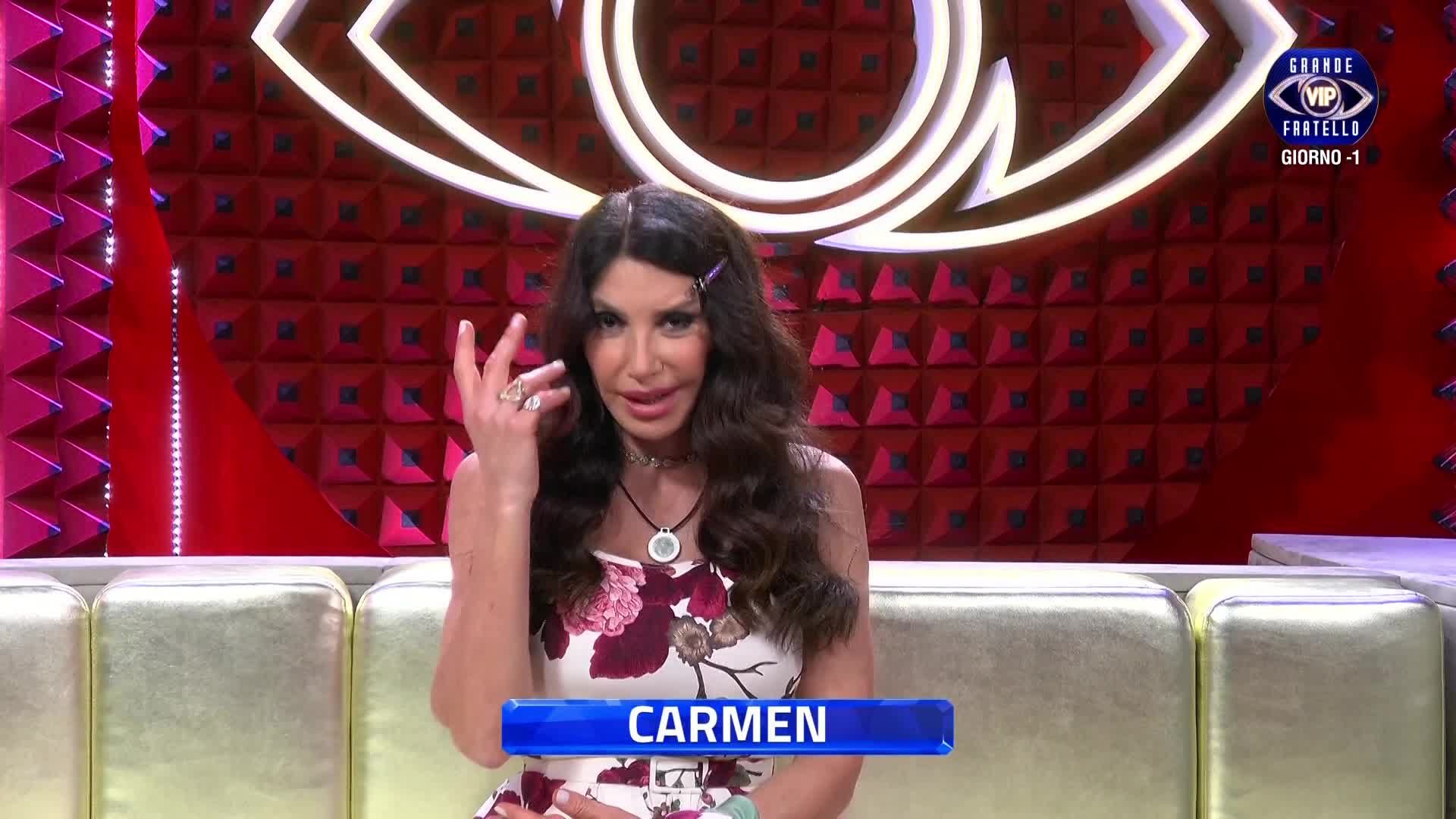 Carmen Di Pietro nel confessionale del Grande Fratello Vip