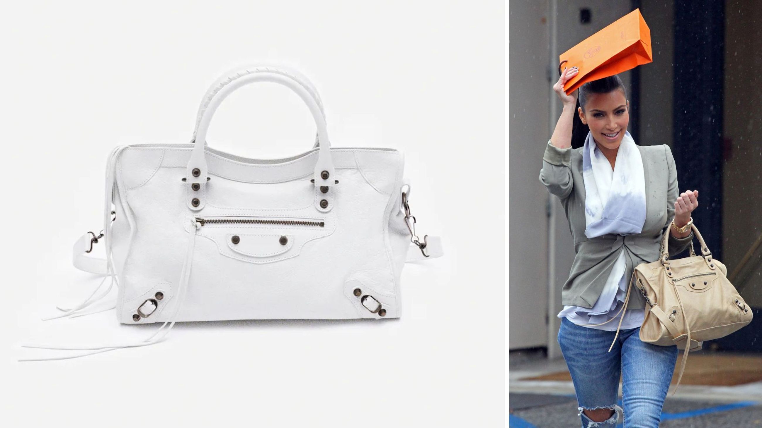 Balenciaga Motorcycle / Le City; Kim Kardashian fa shopping da Hermès il 23 marzo 2011 a Los Angeles, in California - Credits: Courtesy Press Office; Getty Images