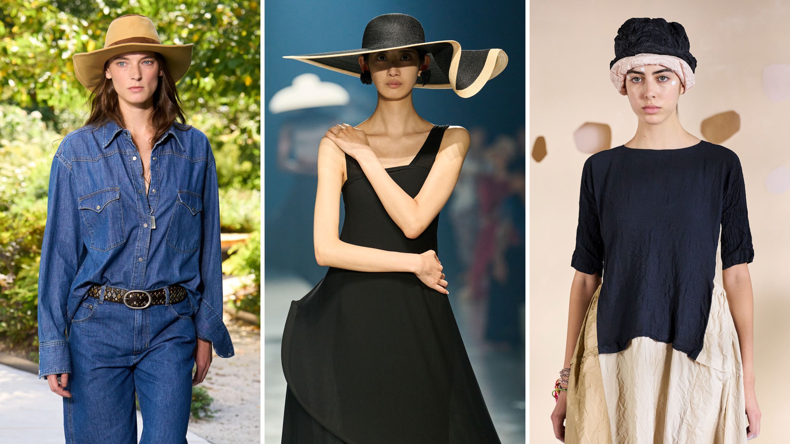 Dalle sfilate PE26: da sinistra TWP; Haute Mode Hirata; Daniela Gregis - Credits: Launchmetrics.com/Spotlight