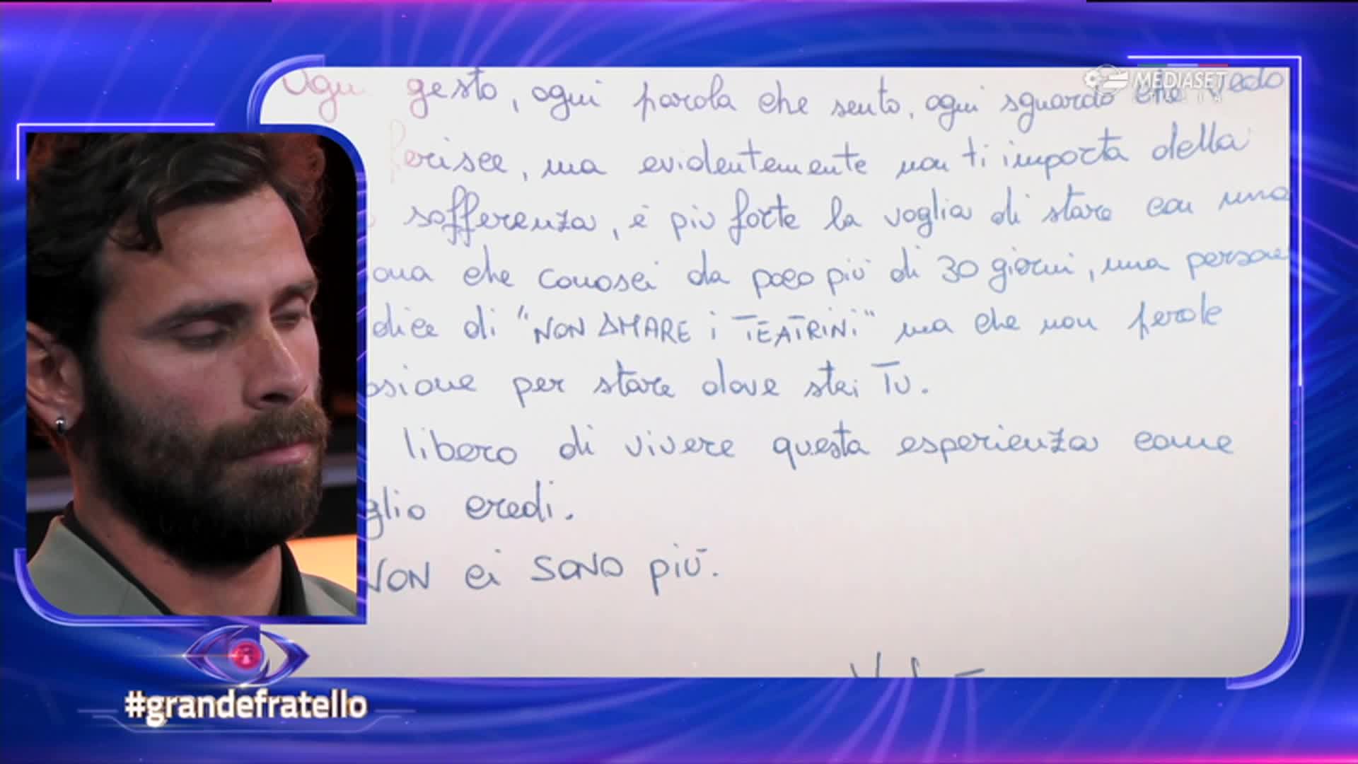 GF, Domenico D'Alterio e la lettera di Valentina 