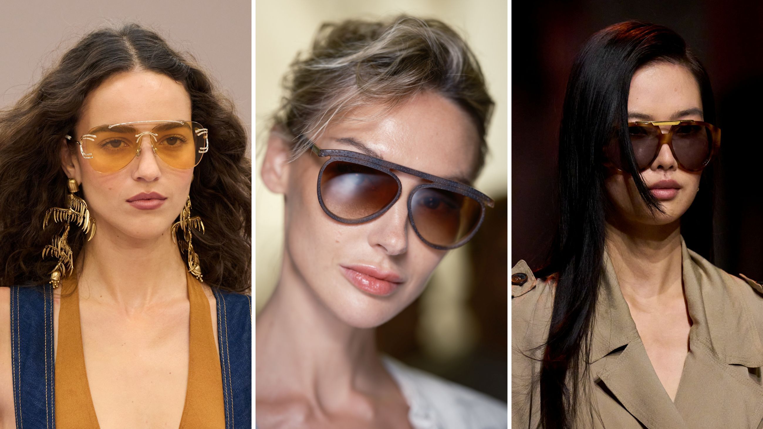 Dalle collezioni PE26: da sinistra Zimmermann; Giorgio Armani; Elie Saab - Credits: launchmetrics.com/Spotlight