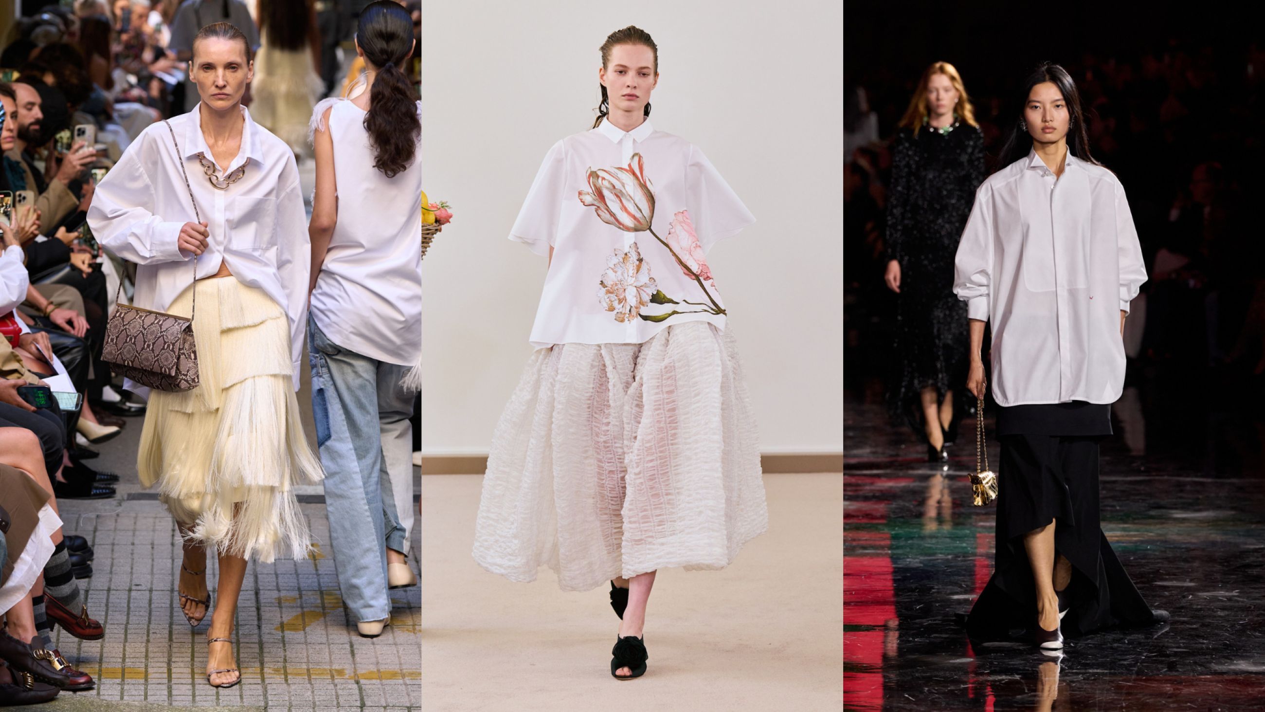 Da sinistra: Calcaterra; Giambattista Valli; Chanel SS26 - Credits Launchmetrics.com/Spotlight