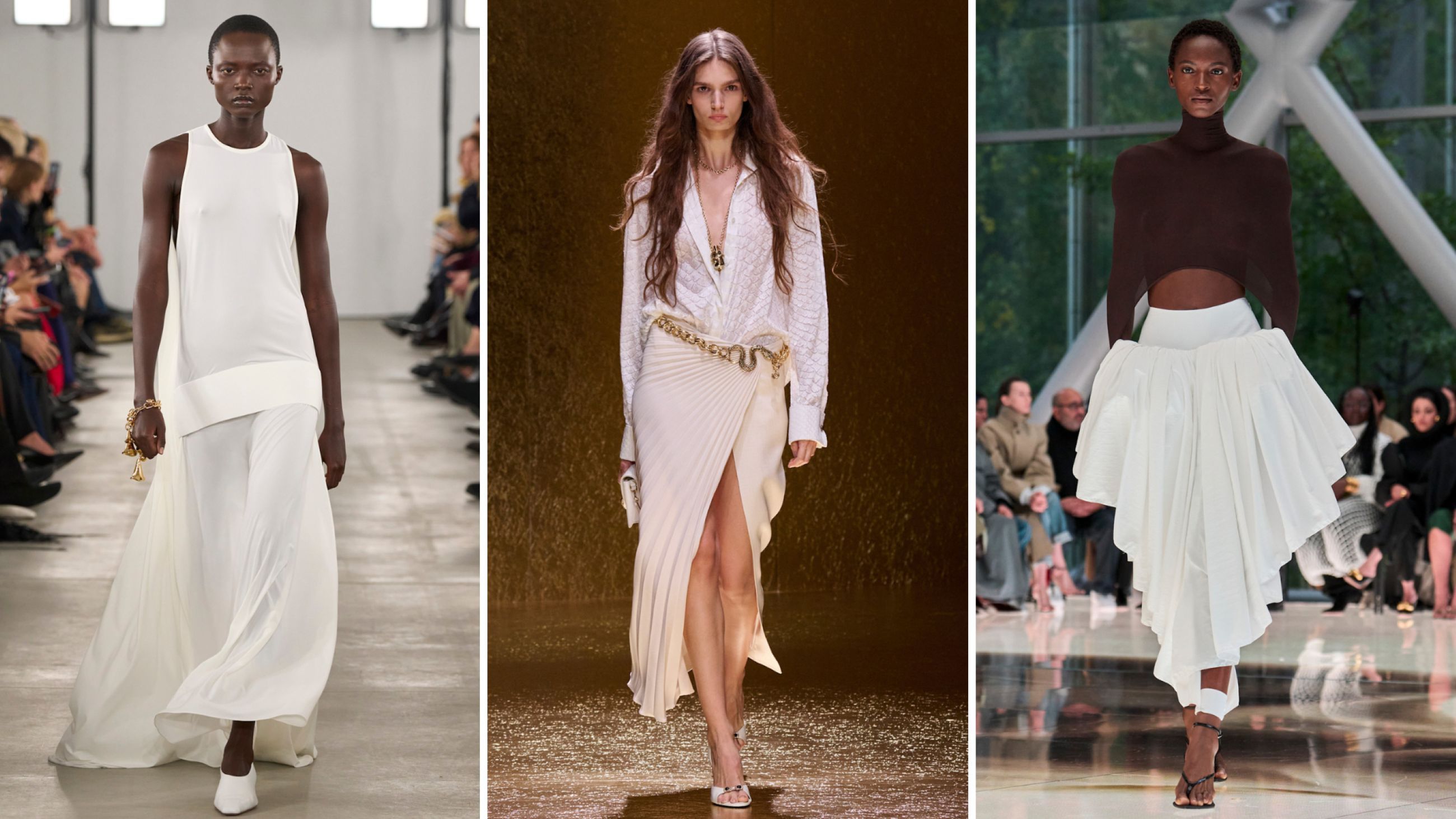 Da sinistra: Sportmax S26; Roberto Cavalli S26; Alaïa S26 - Credits Launchmetrics