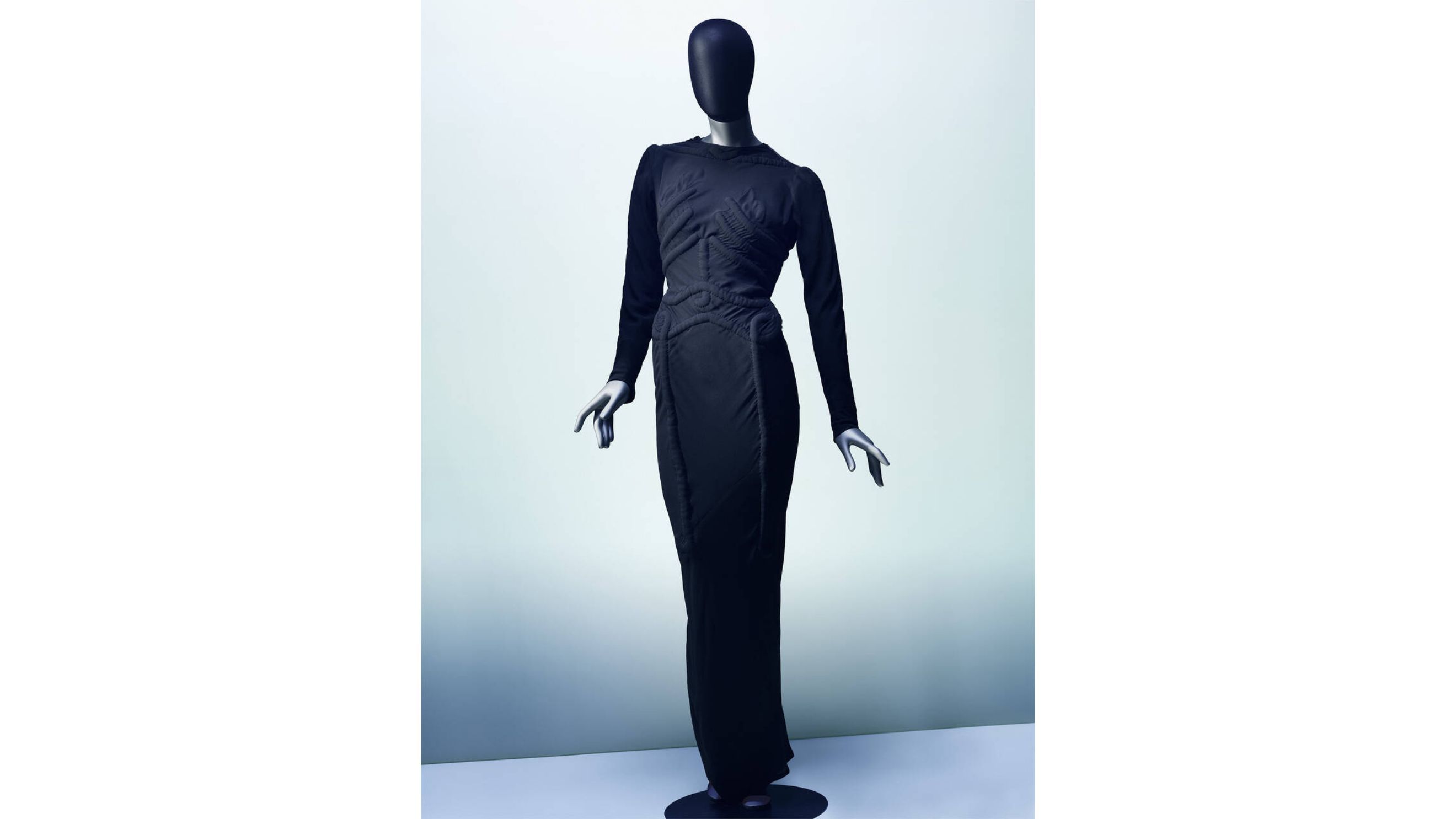 Skeleton Dress, designed by Elsa Schiaparelli and Salvador Dalí, 1938. V&A © 2025 Salvador Dali, Fundació Gala-Salvador Dalí, DACS. Photograph © Emil Larsson