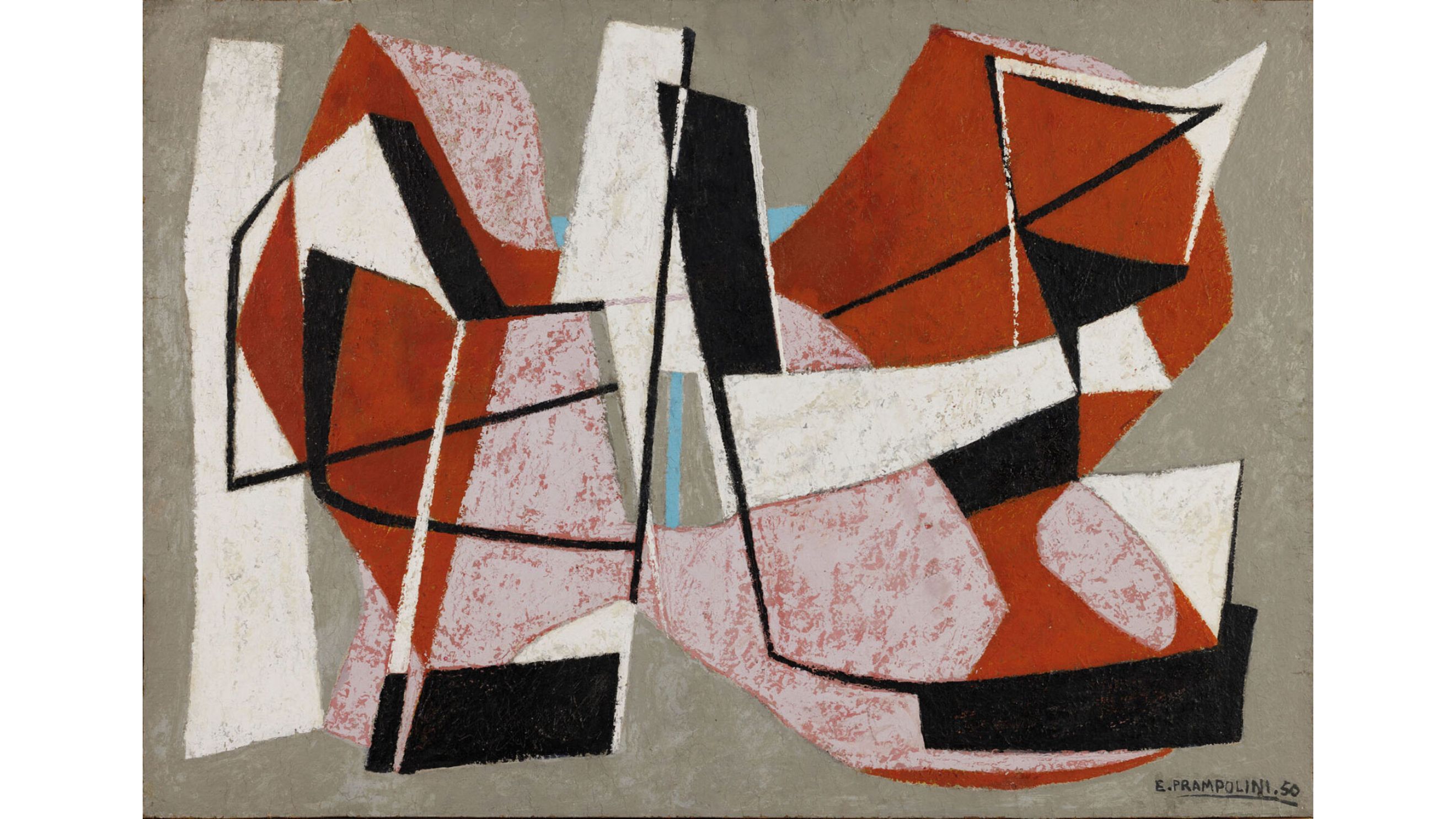 Enrico Prampolini, Composizione, 1950, olio su masonite, Collezione Museo MAGA, Gallarate - Courtesy Press Office