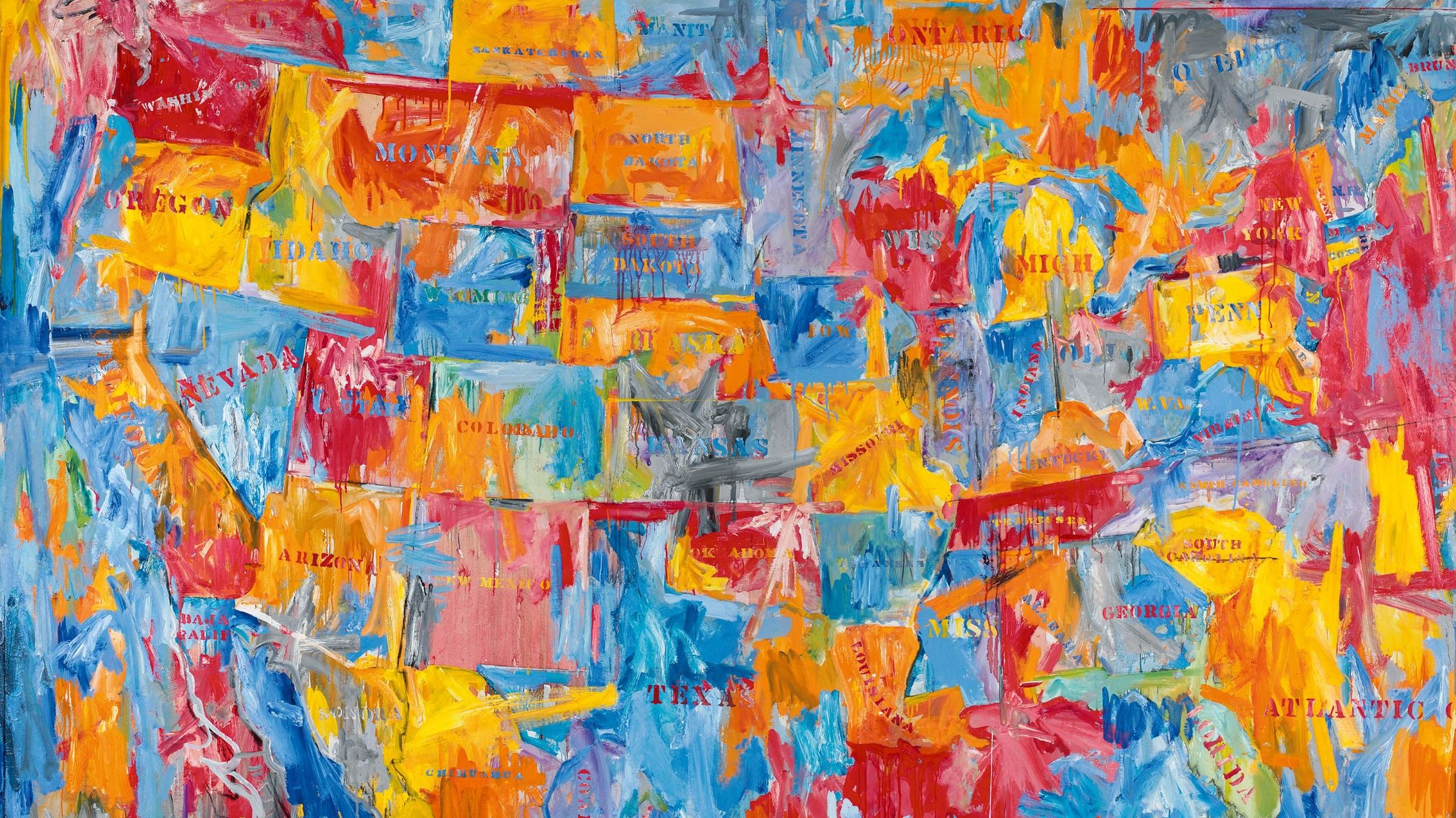 Jasper Johns, Map, 1961. Oil on canvas,198.1 x 313.1 cm.The Museum of Modern Art, New York. Gift of Mr. and Mrs. Robert C. Scull, 1963 © Jasper Johns, VEGAP, Bilbao, 2026 