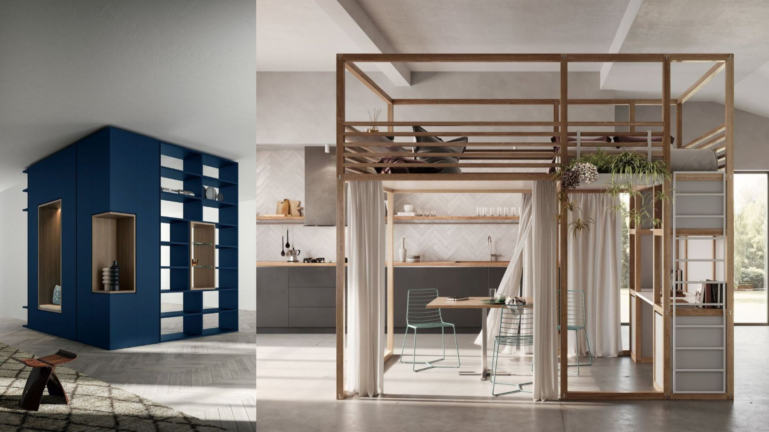 Freespace, Zalf: sistema componibile che trasforma le pareti in palcoscenico; 6x6, Cesare Roversi & Nicholas Bewick: telai in legno naturale, modularità infinita - Credits: Courtesy Zalf; Courtesy Cesare Roversi & Nicholas Bewick 