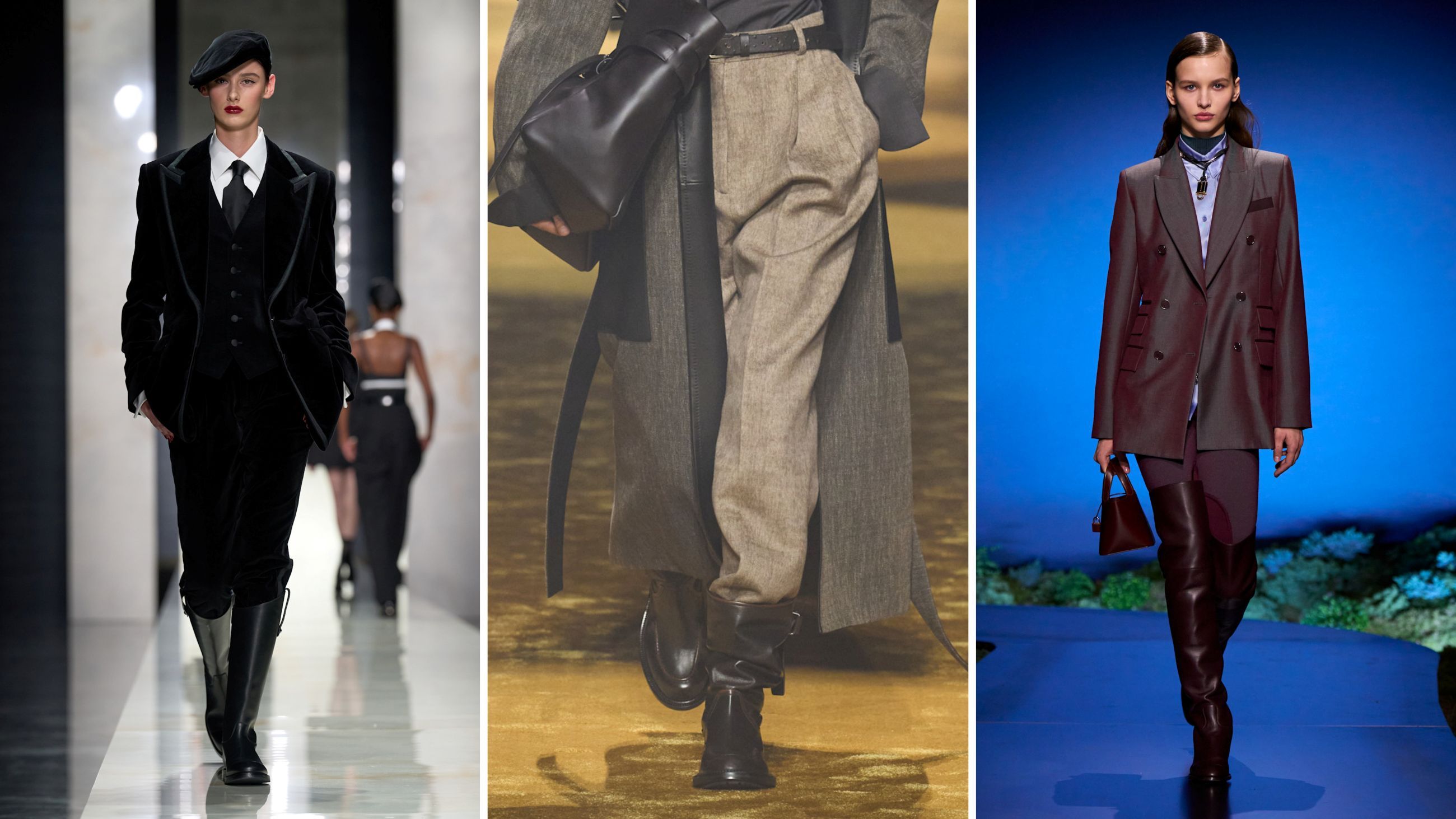 Sfilate FW26: da sinistra Dolce&Gabbana; Boss; Hermès - Credits: Launchmetrics.com/Spotlight