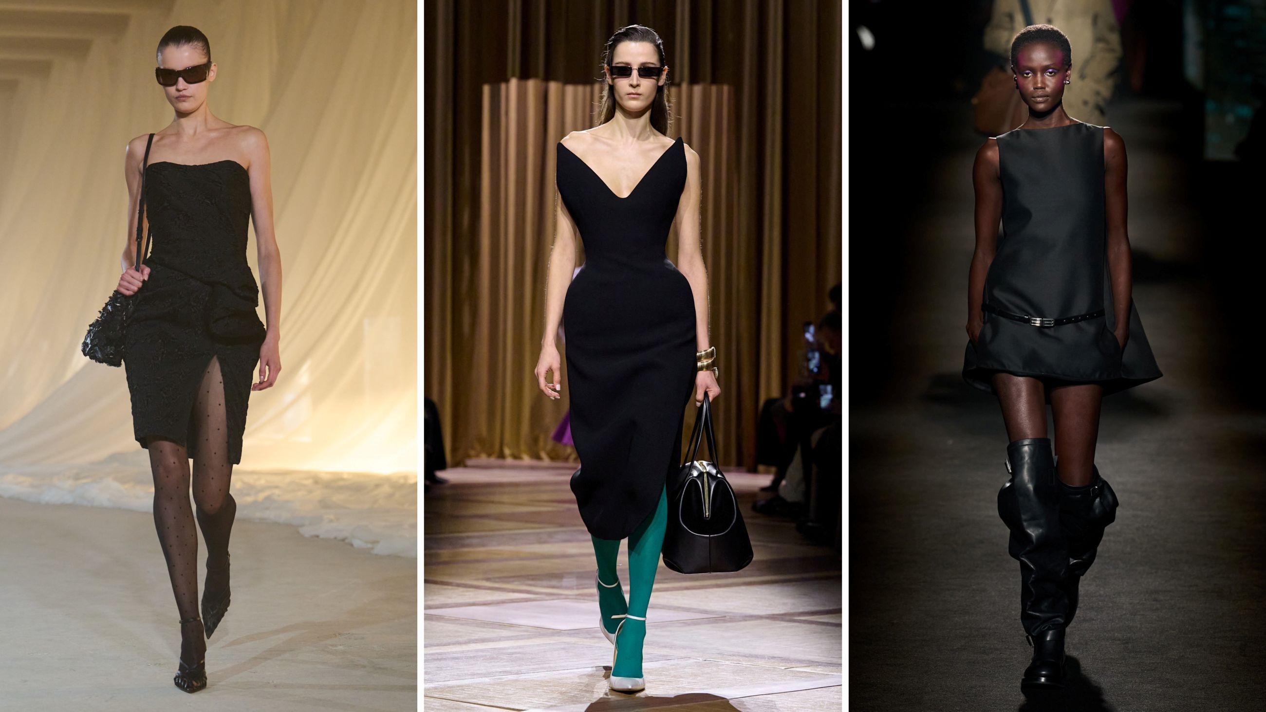 Sfilate FW26: da sinistra Balmain; Mugler; Balenciaga - Credits: Launchmetrics.com/Spotlight