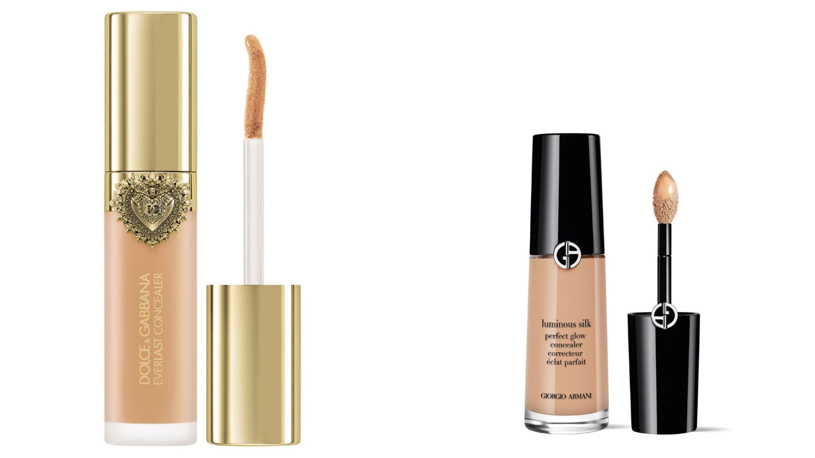 Dolce & Gabbana, Everlast Concealer; Giorgio Armani Luminous Silk, Perfect Glow Concealer - Credits: Courtesy Press Office