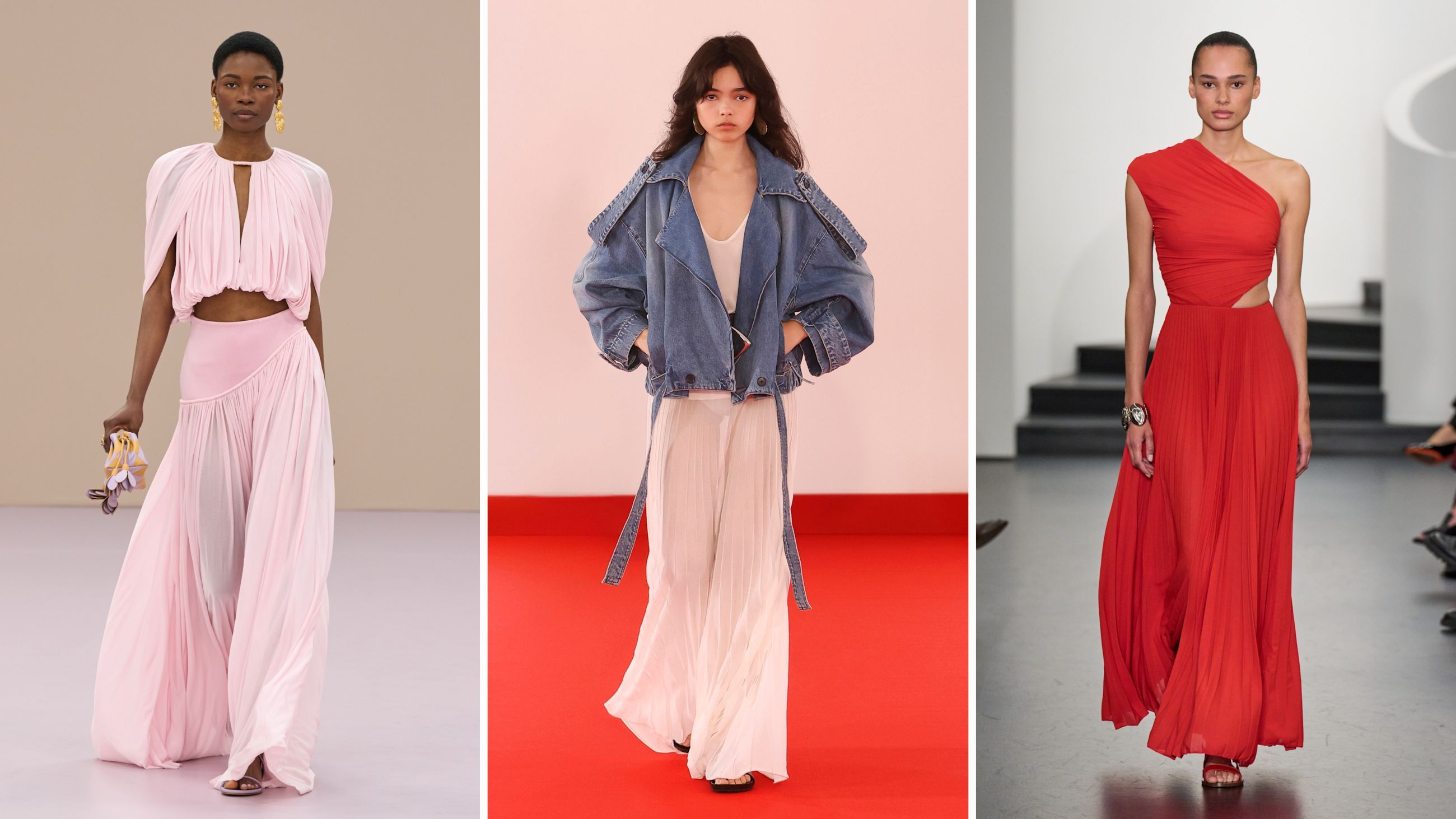 Dalle collezioni PE26: da sinistra Zimmermann; Brandon Maxwell; Ralph Laurent - Credits: Launchmetrics.com/Spotlight