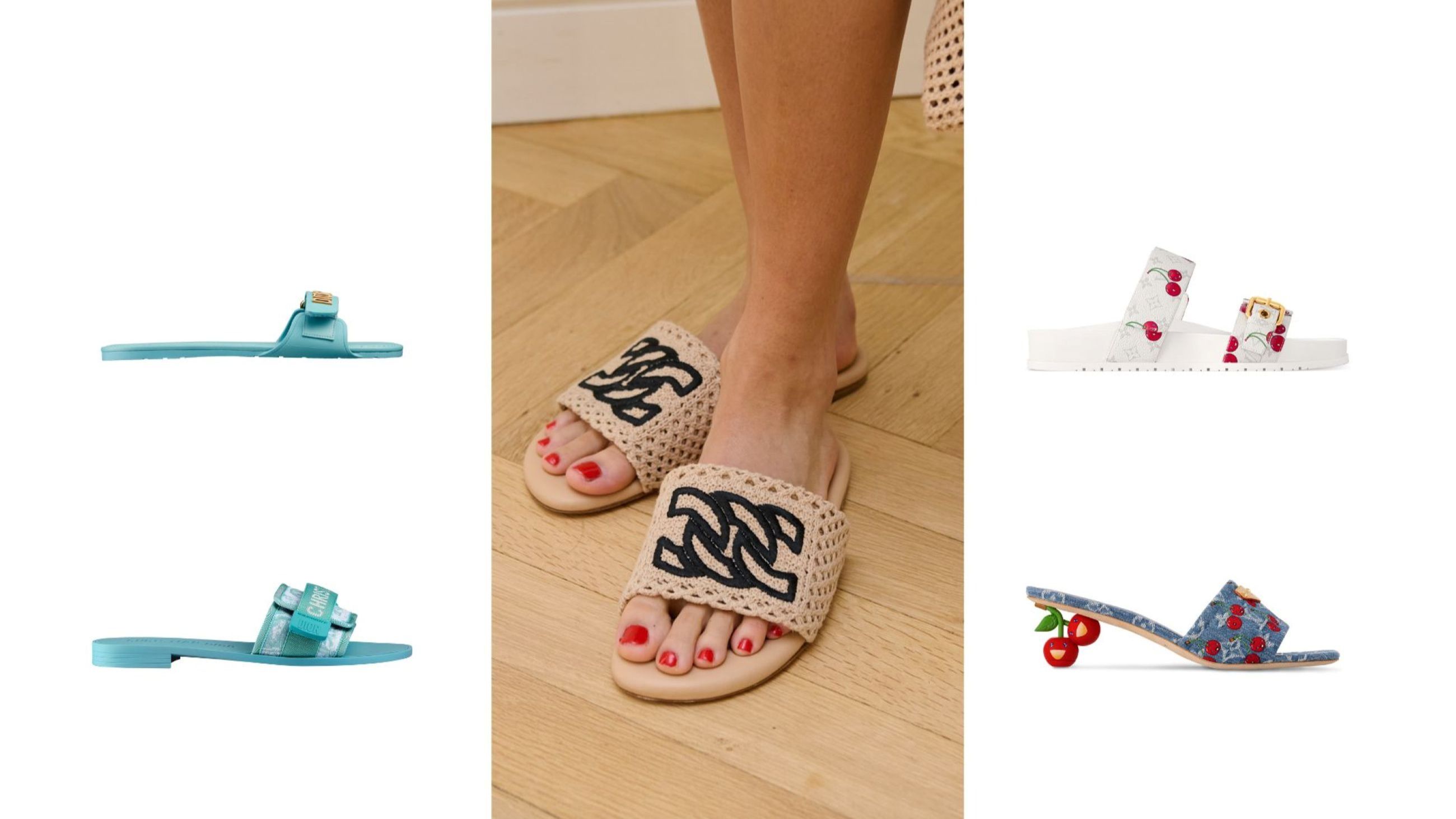 Da sinistra verso destra: Dior SS25, Casadei SS25, Louis Vuitton SS25
Credits Press Office & Launchmetrics.com/Spotlight