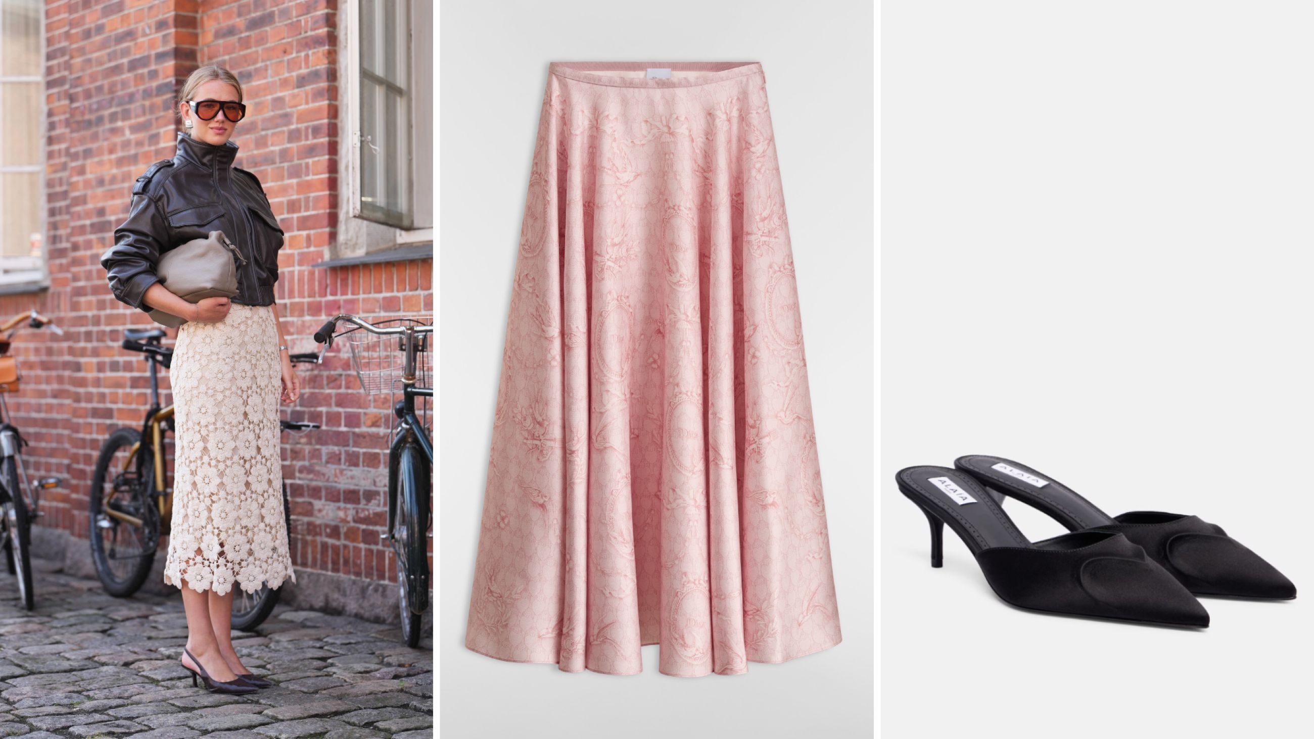 Da sinistra: Credits Getty Images; Shopping: gonna Dior, slingback Alaïa