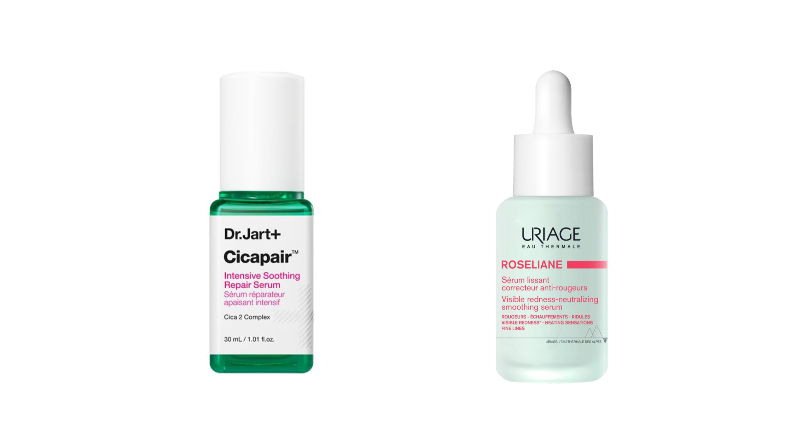 Dr.Jart+, Siero Riparatore Intensivo; Uriage, Roseliane Corrective Serum - Courtesy Press Office 