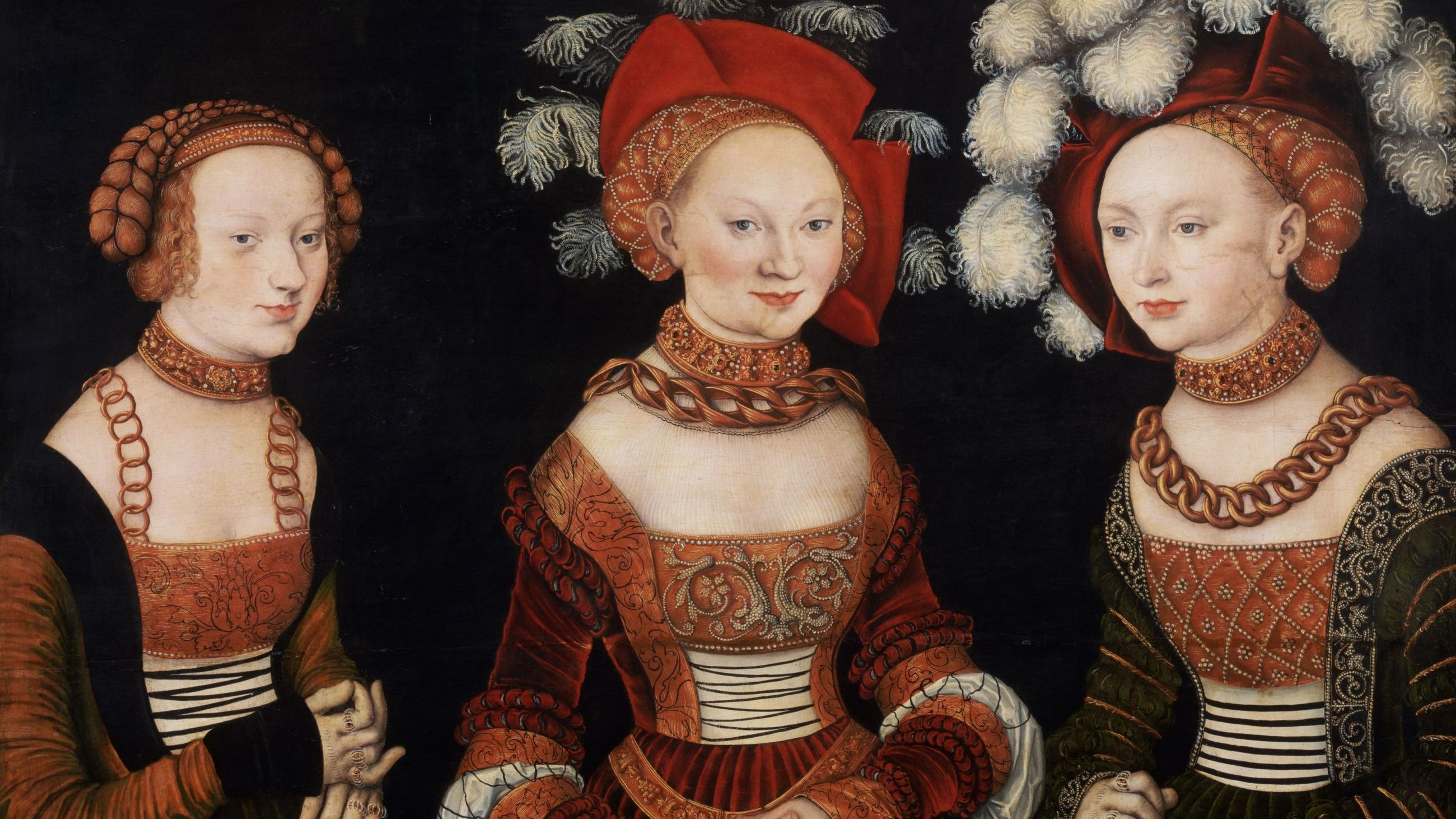 Le Principesse Sibylla, Emilia e Sidonia di Sassonia, olio su legno di limone, Lucas Cranach the Elder, 1535 - Credits: Getty Images