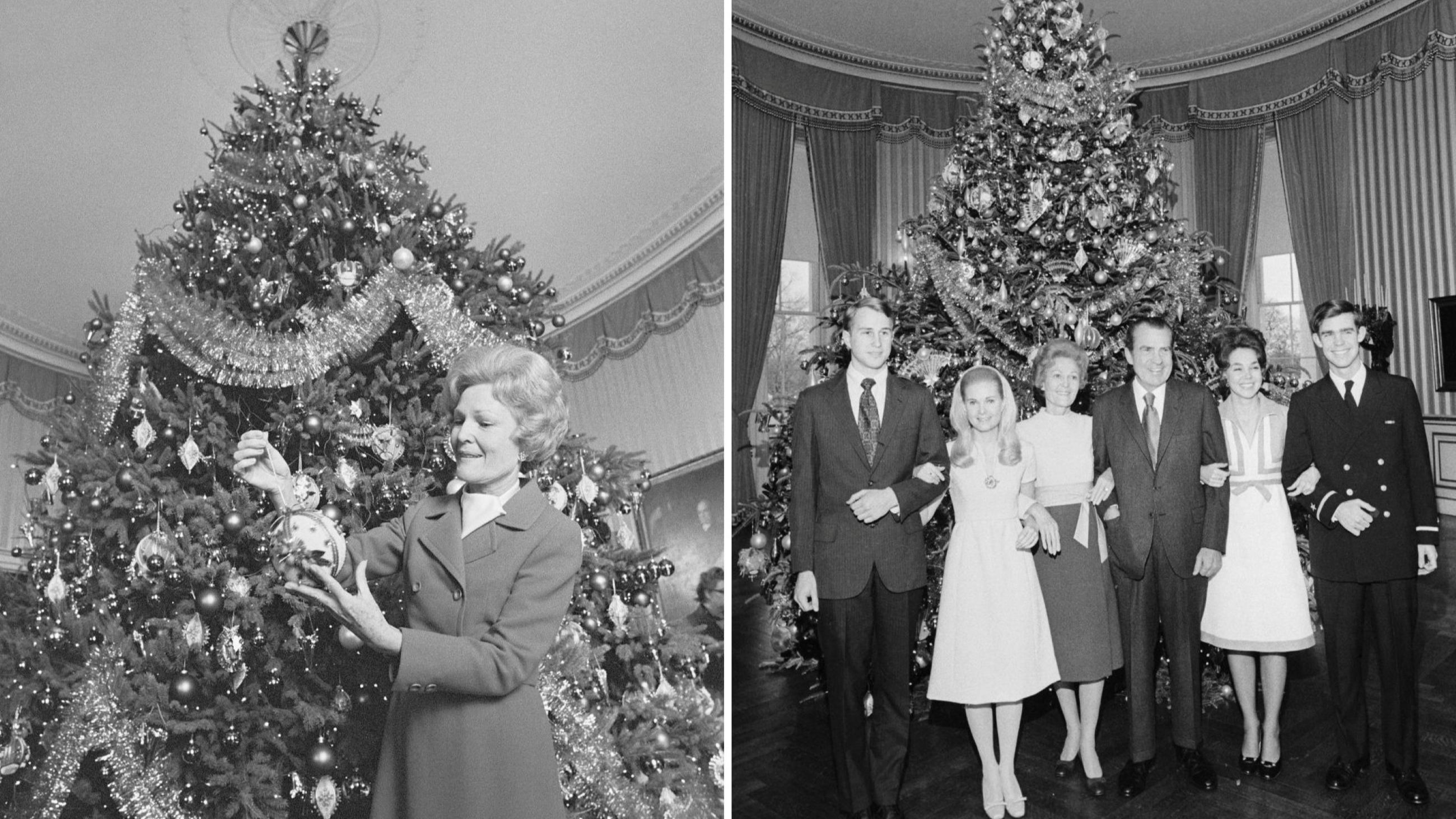 La famiglia Nixon posa con l’albero di Natale, 1971 - Credits Getty Images