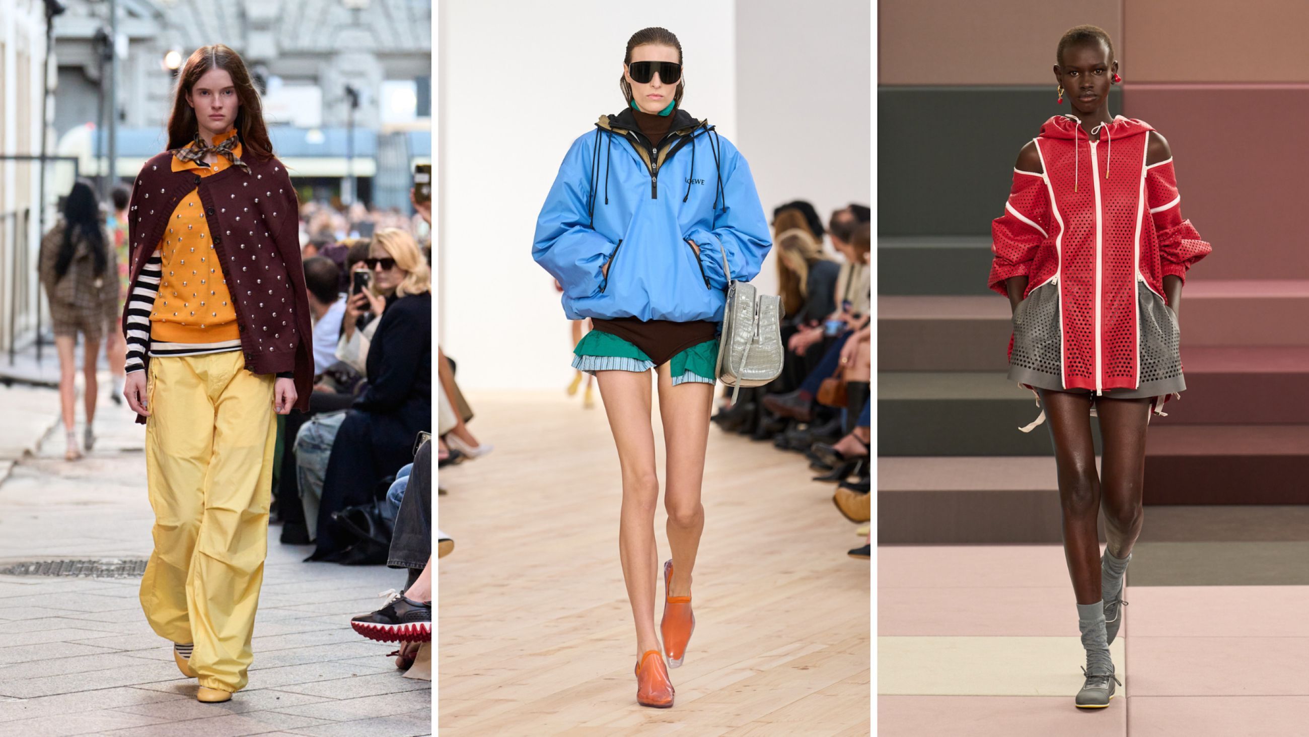 Da sinistra: MSGM; Loewe; Fendi SS26 - Credits Launchmetrics.com/Spotlight