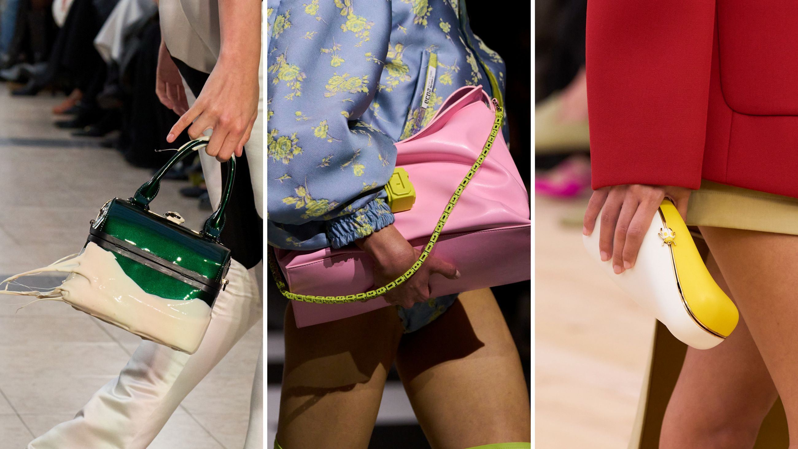 Dalle passerelle PE26: da sinistra Ottolinger; GCDS; Loewe - Credits: Launchmetrics.com/Spotlight
