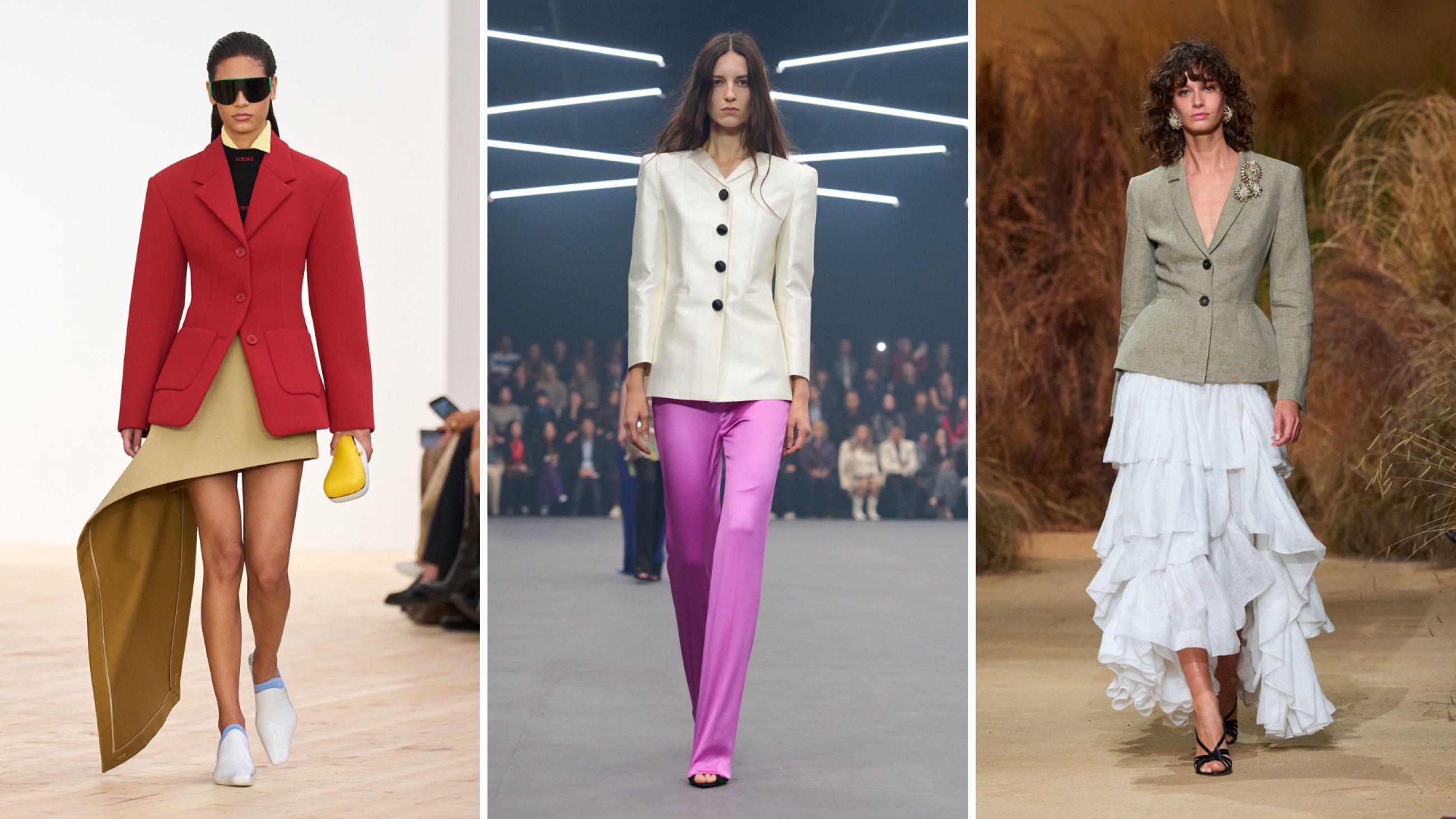 Da sinistra: Loewe; Valentino; Luisa Spagnoli SS26 - Credits Launchmetrics.com/Spotlight