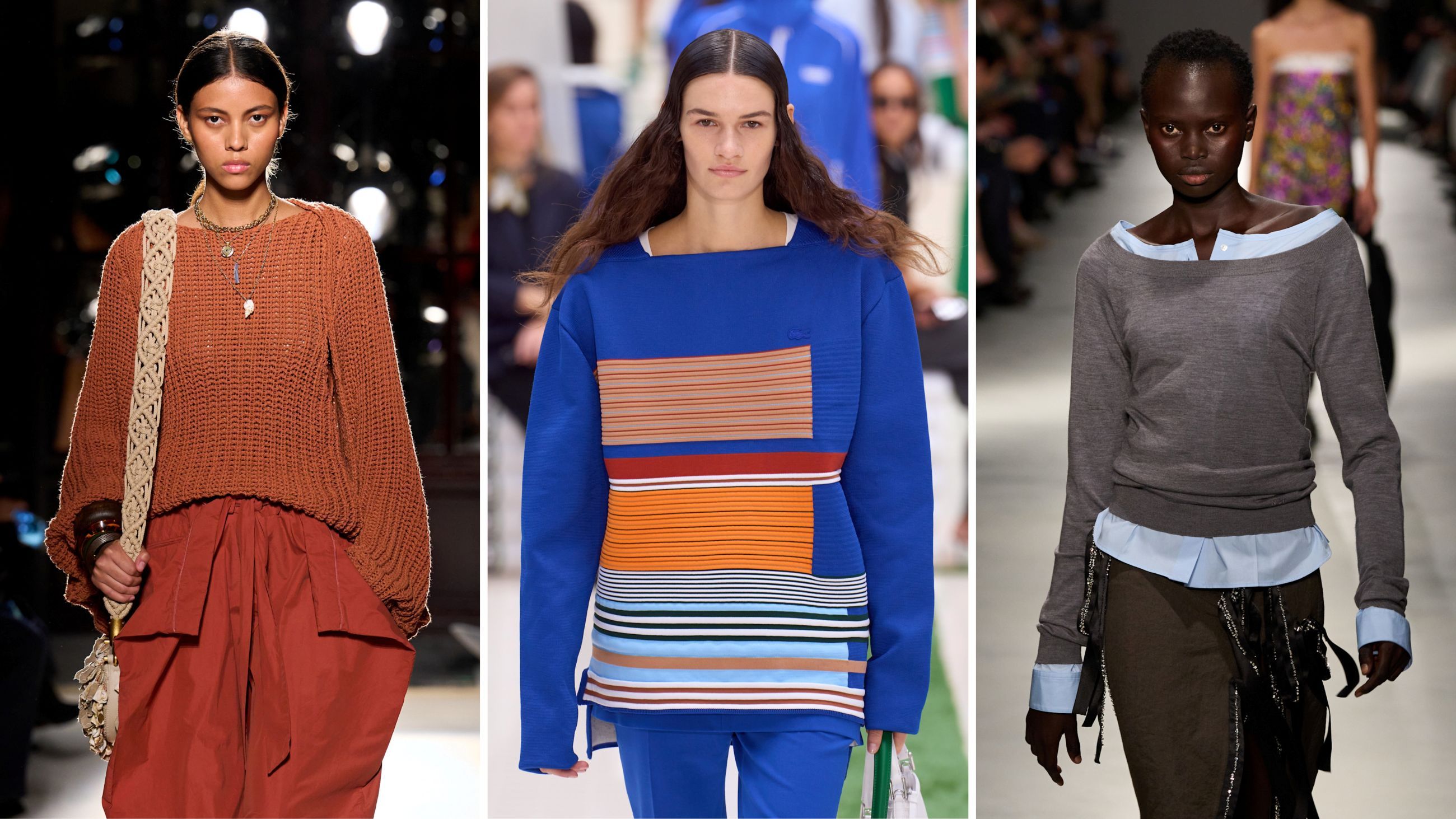 Da sinistra, outfit dalle collezioni PE26 di Balmain, Akris e N°21 - Credits: Launchmetrics.com/Spotlight