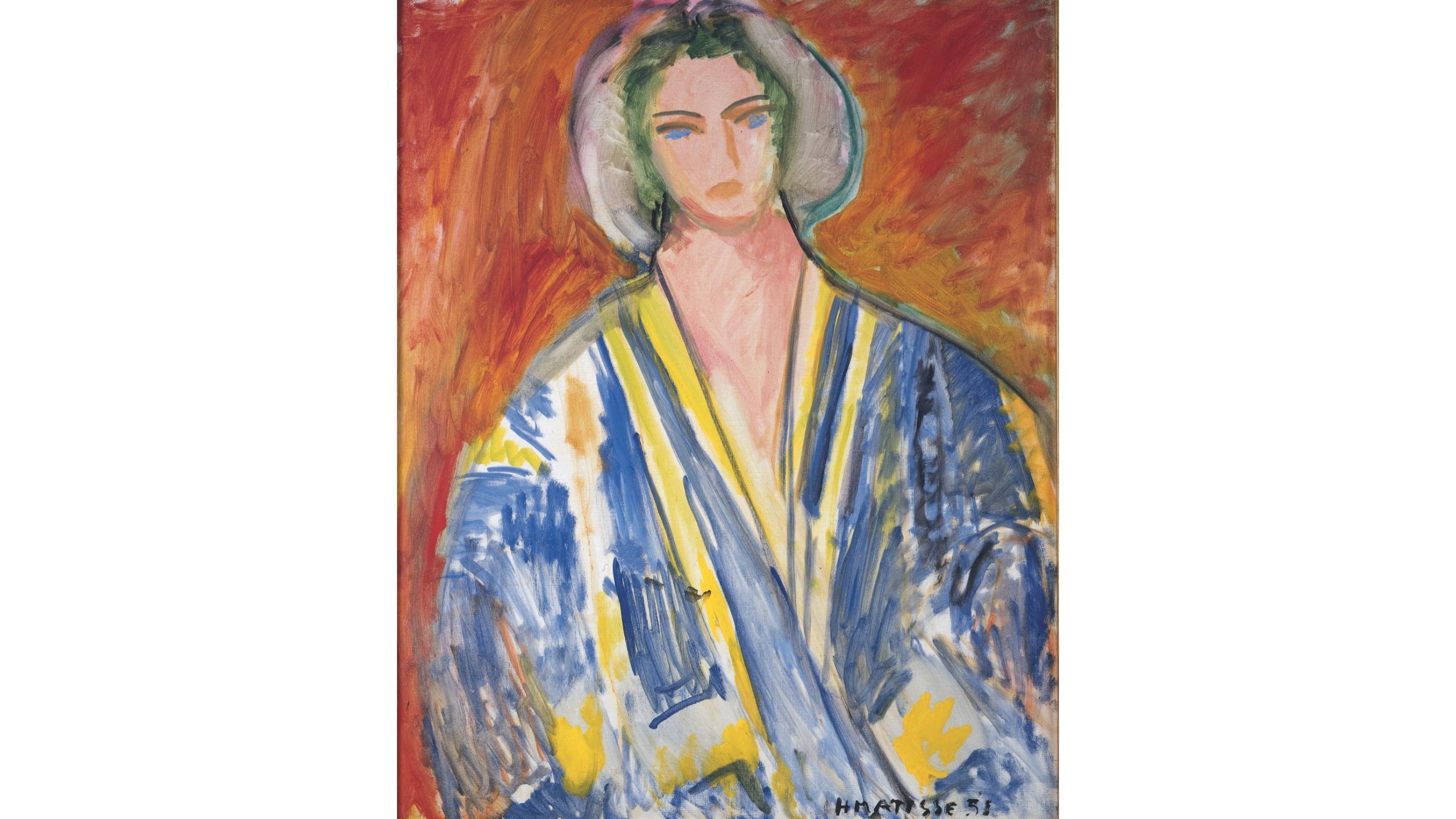 Henri Matisse, Femme à la gandoura bleue, 1951. Olio su tela, 81 x 64,8 cm. Musée départemental Henri Matisse, Le Cateau-Cambrésis. Credito foto: Photo musée départemental Henri Matisse, Florian Kleinefenn