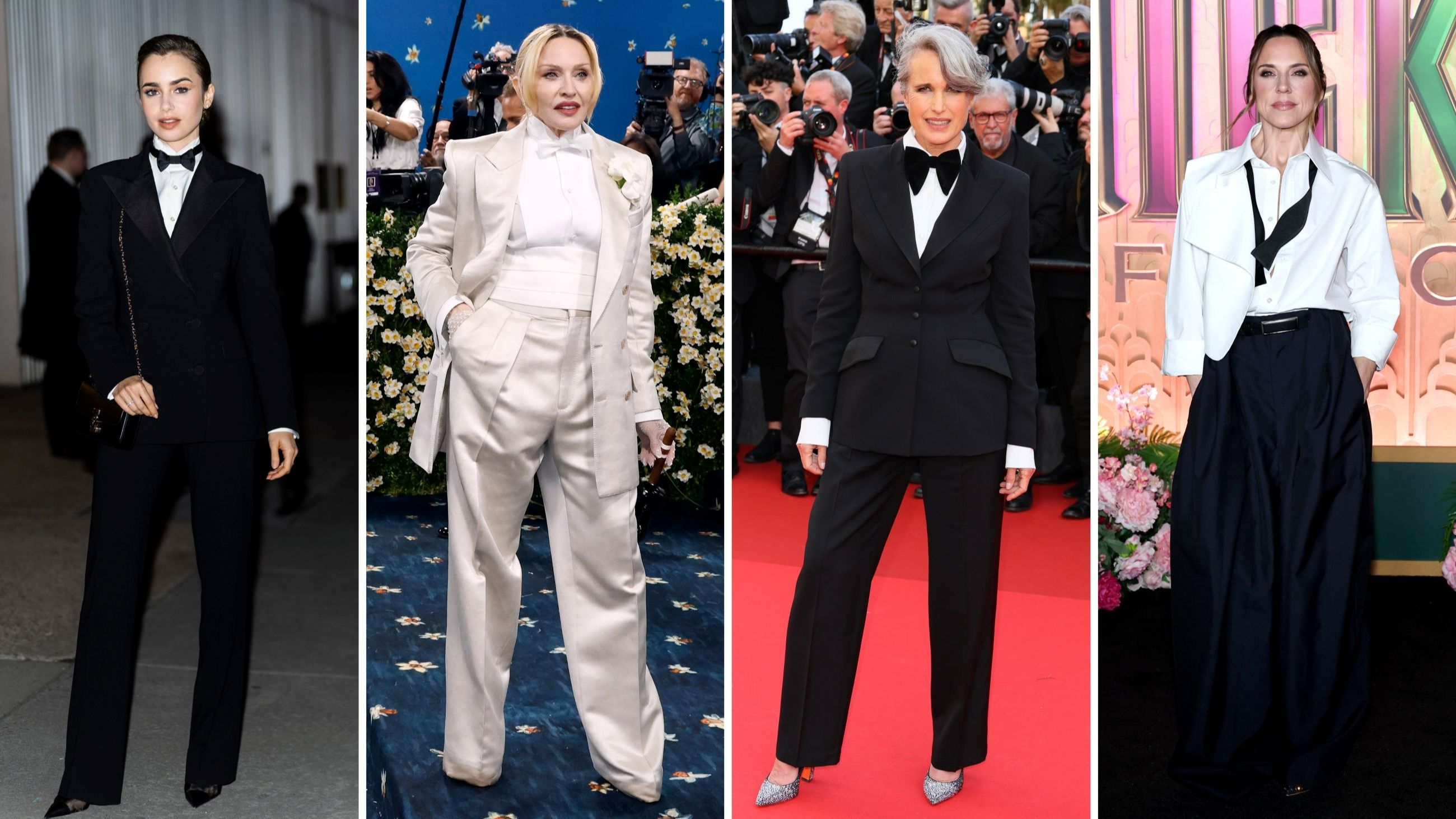 Da sinistra l’attrice Lily Collins, la cantante Madonna, l’attrice Andie MacDowell e la cantante Melanie C - Credits: Getty Images