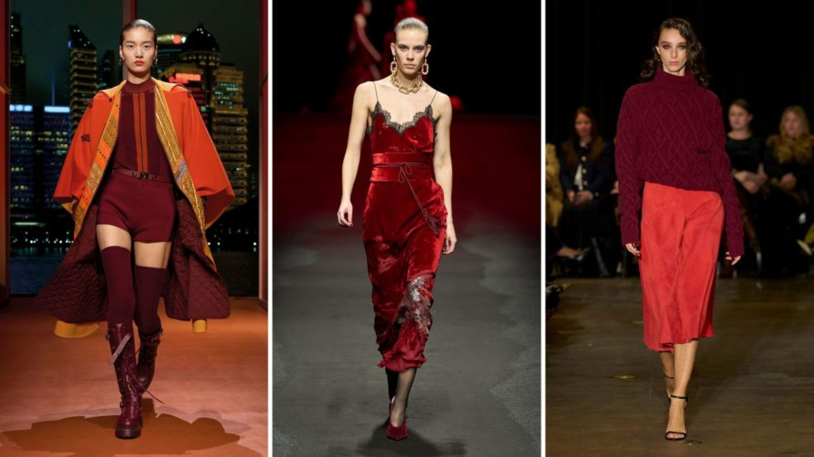 Da sinistra alcuni look dalle sfilate FW2526 di Hermès, Roberto Cavalli e Sergio Hudson – Credits: Launchmetrics.com/Spotlight