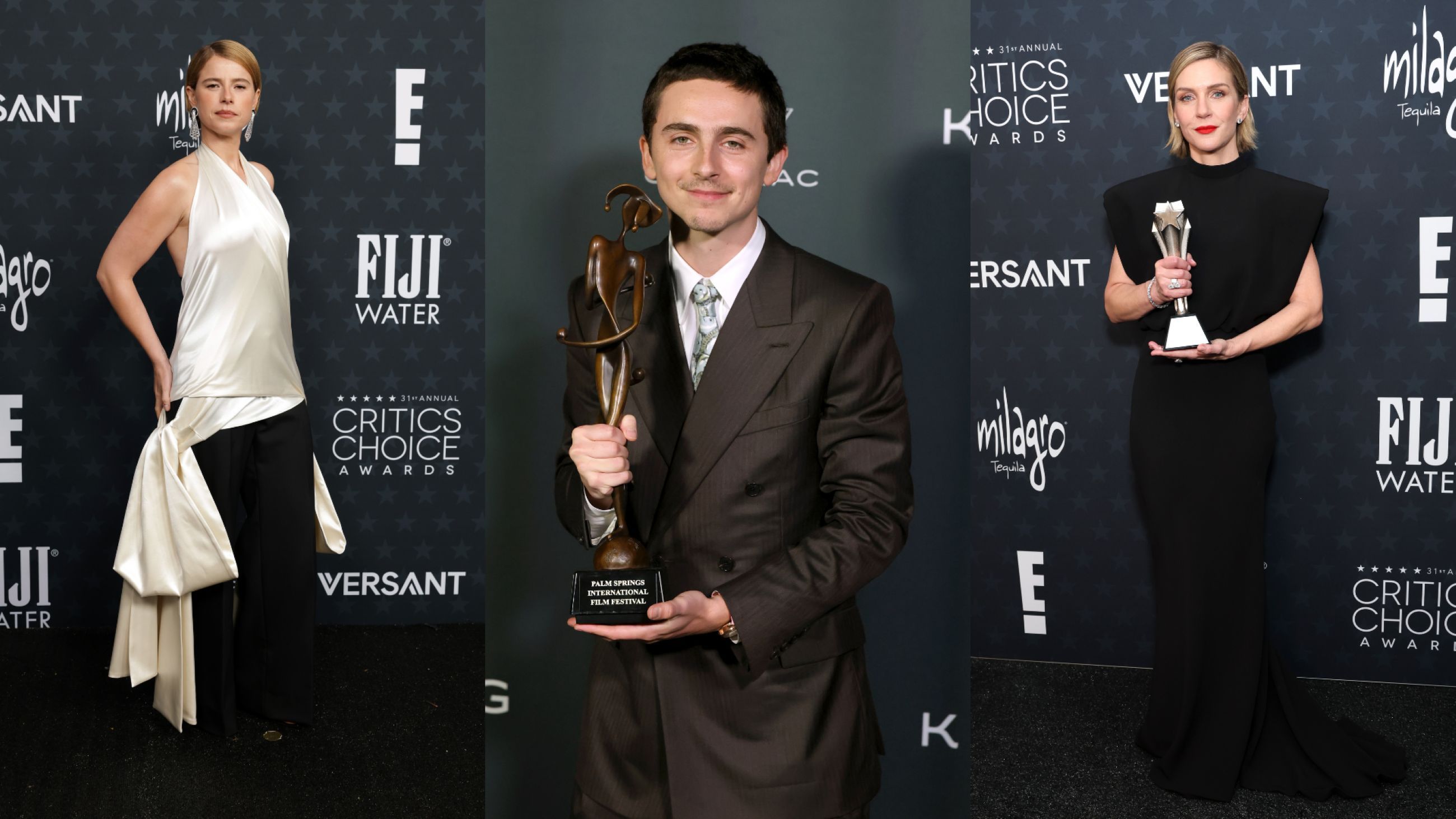 Da sinistra Jessie Buckley; Timothée Chalamet; Rhea Seehorn - Credits Getty Images