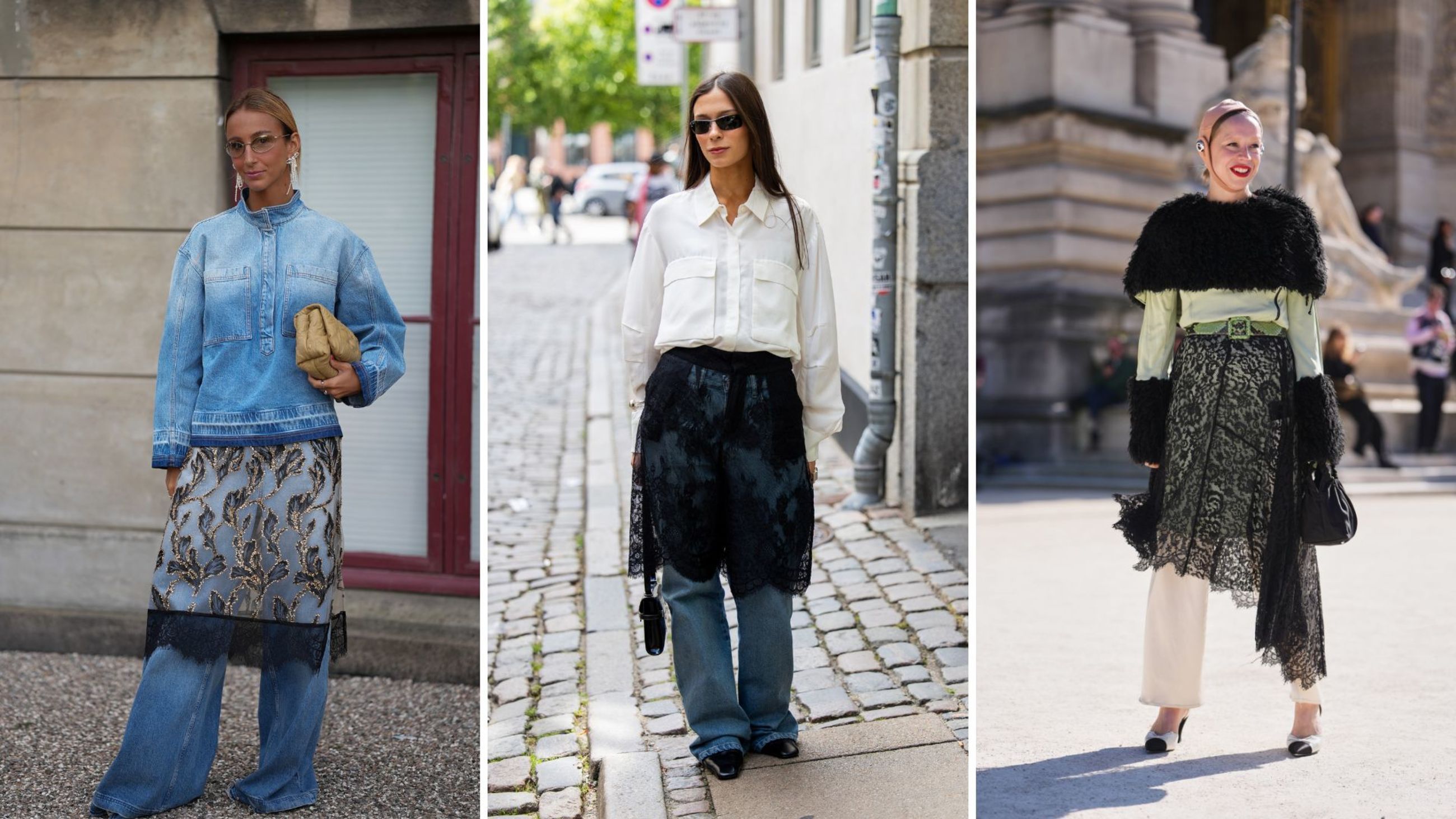 Street style, gonne trasparenti inserite in layering complessi - Credits: Getty Images