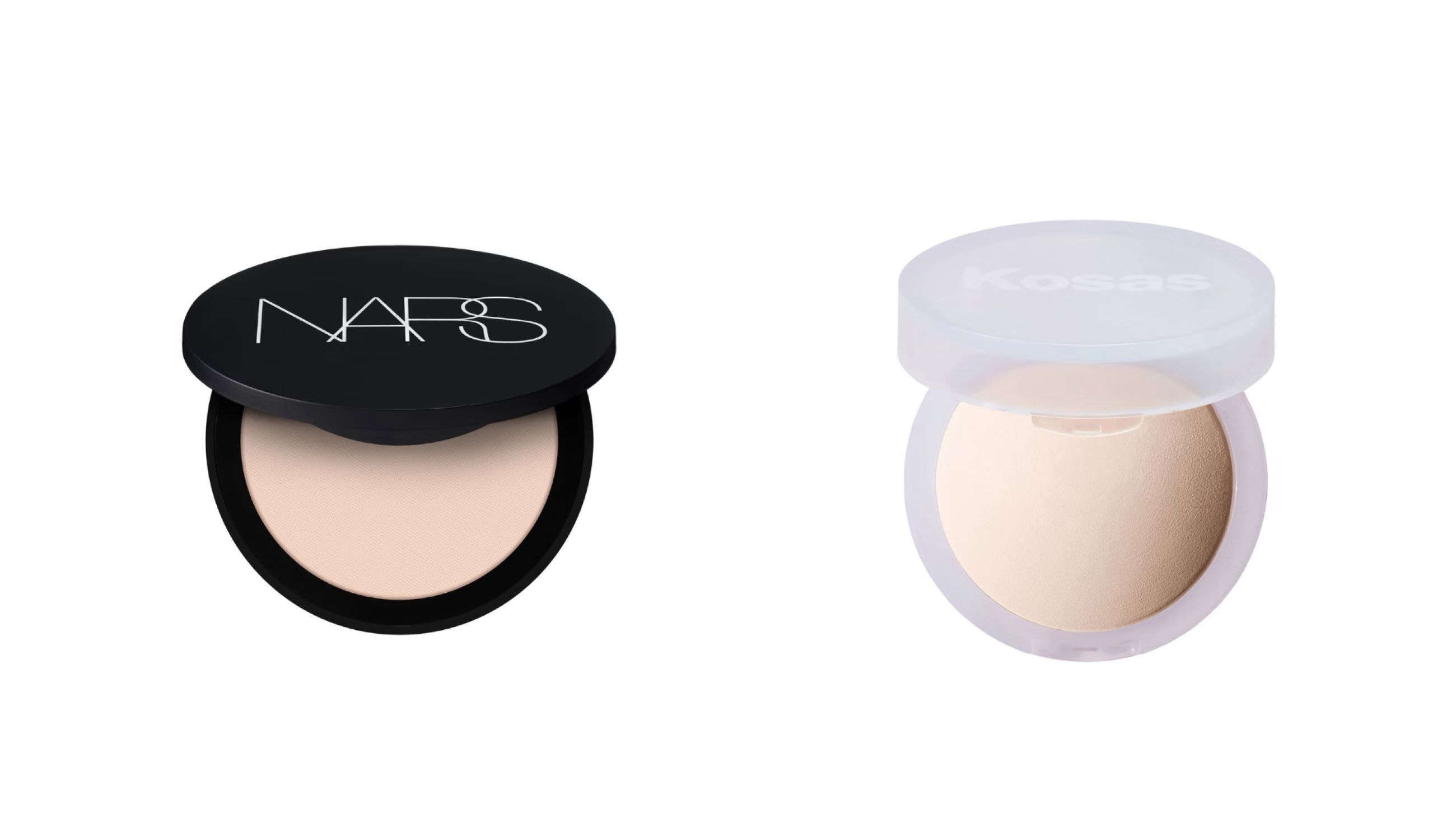 Da sinistra: Nars, Soft Matte Powder; Kosas, Cloud Set Baked Setting & Smoothing Powder - Courtesy Press Office