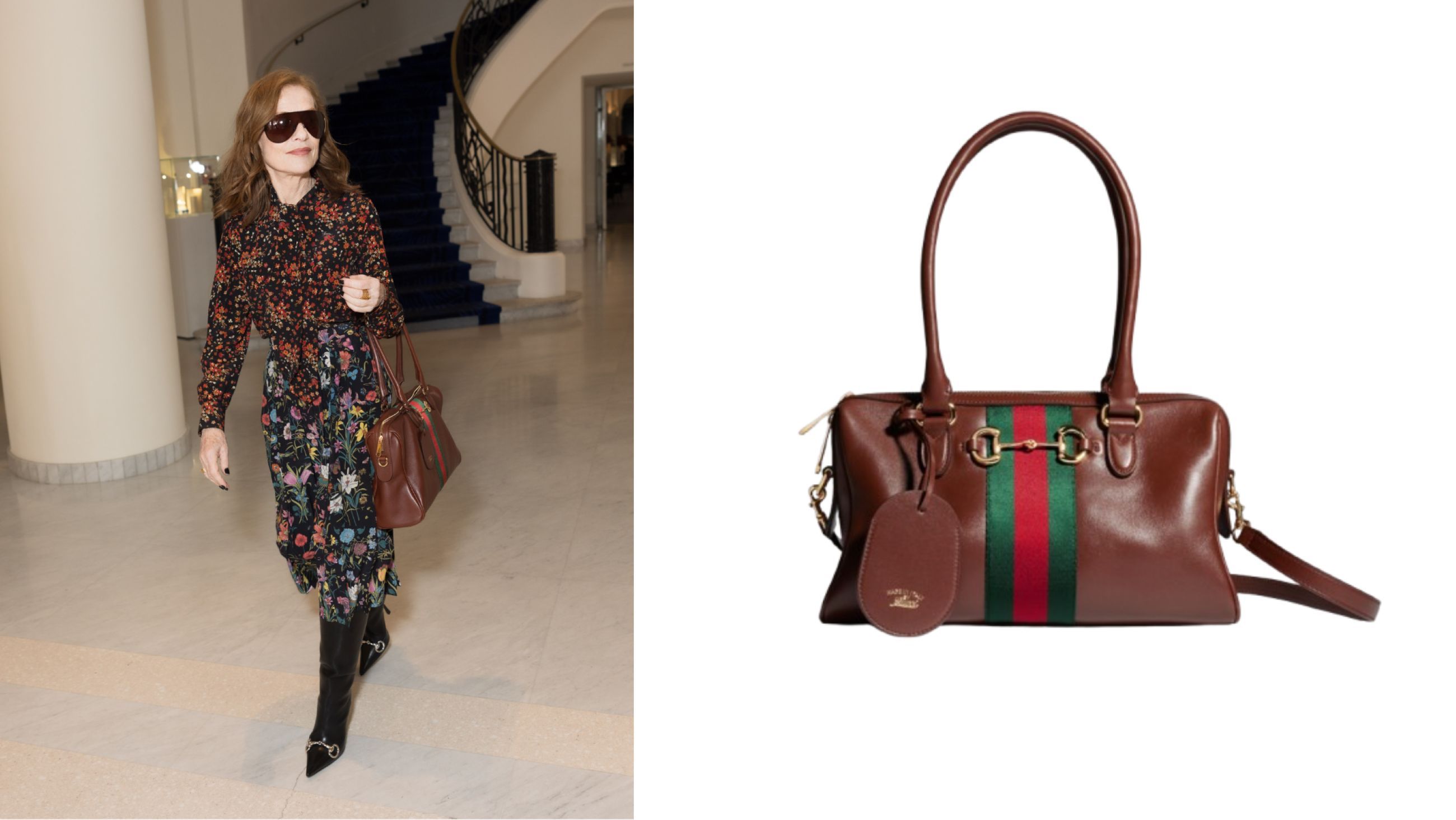 Isabelle Huppert - Credit Getty Images; Bauletto Gucci