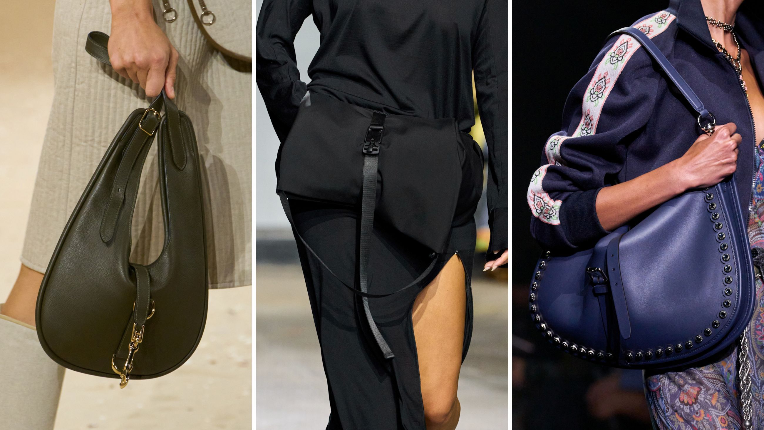 Dalle passerelle PE26: da sinistra accessori di Hermès, Johanna Parv ed Etro - Credits: Launchmetrics.com/Spotlight