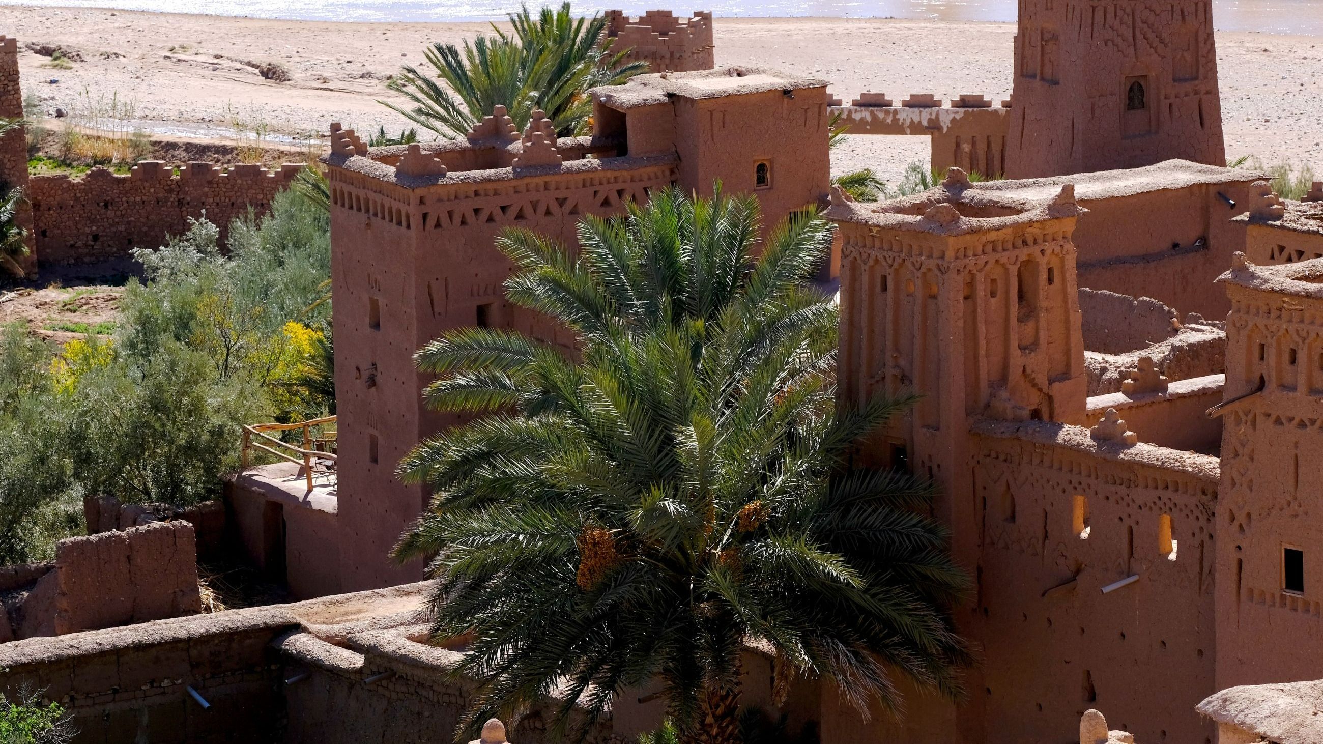 Palme da dattero crescono nel Ksar di Ait-Ben-Haddou, nella provincia di Ouarzazate, in Marocco, il 9 novembre 2018. Il villaggio fortificato è una popolare location cinematografica, utilizzata in film e serie TV di Hollywood come The Mummy, Il Gladiatore, Babel e Game of Thrones - Credits: Getty Images