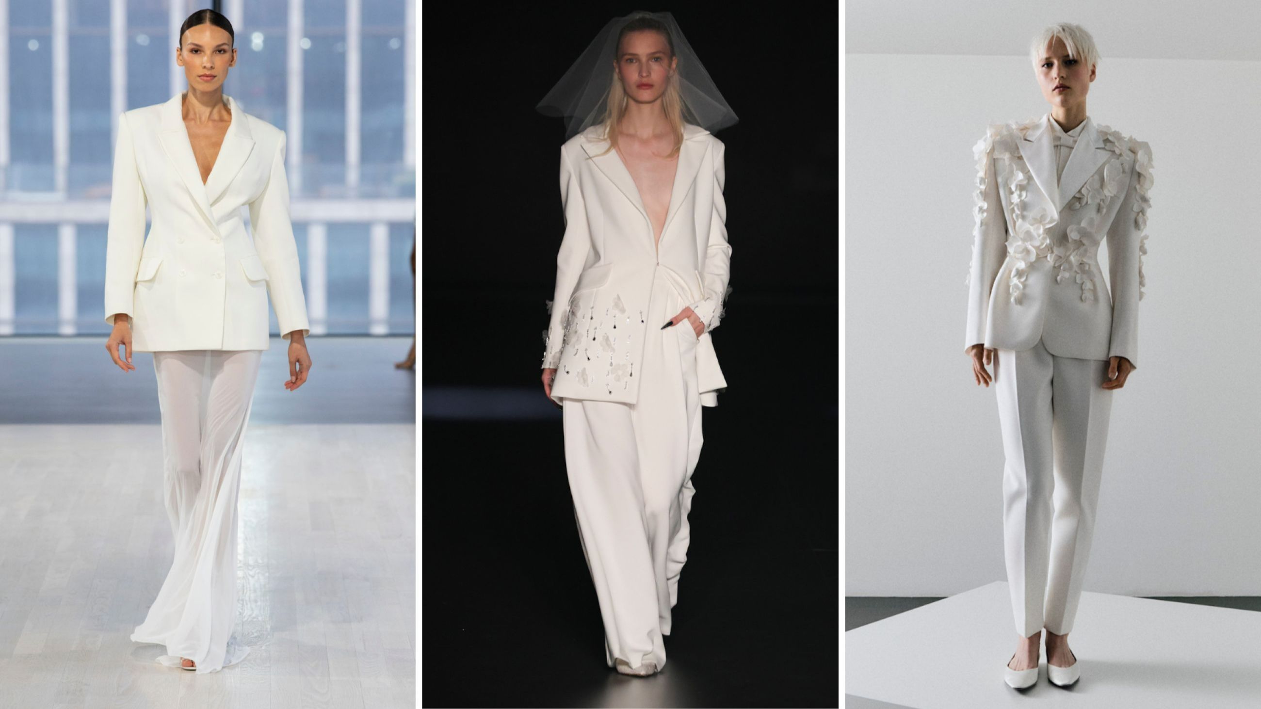 Da sinistra: Nicole Felicia FW26; Yolancris SS26; Viktor e Rolf FW26 - Credits Launchmetrics.com/Spotlight 