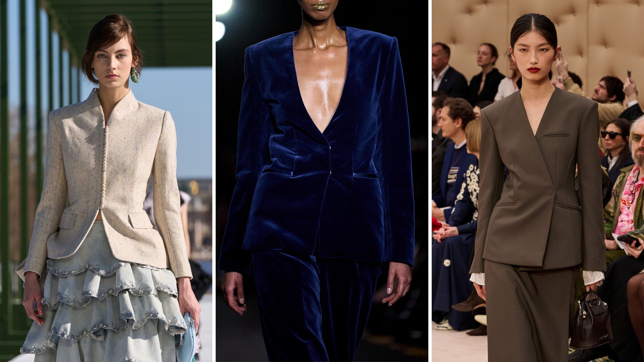 Sfilate FW26: da sinistra Christian Dior; Prabal Gurung; Ferrari - Credits: Launchmetrics.com/Spotlight